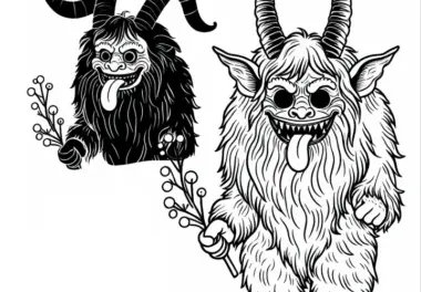 Krampus - Figur aus der englischen Folklore - Bild zum Ausmalen