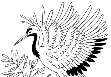 Kranich Vogel Asien Malvorlage Gratis