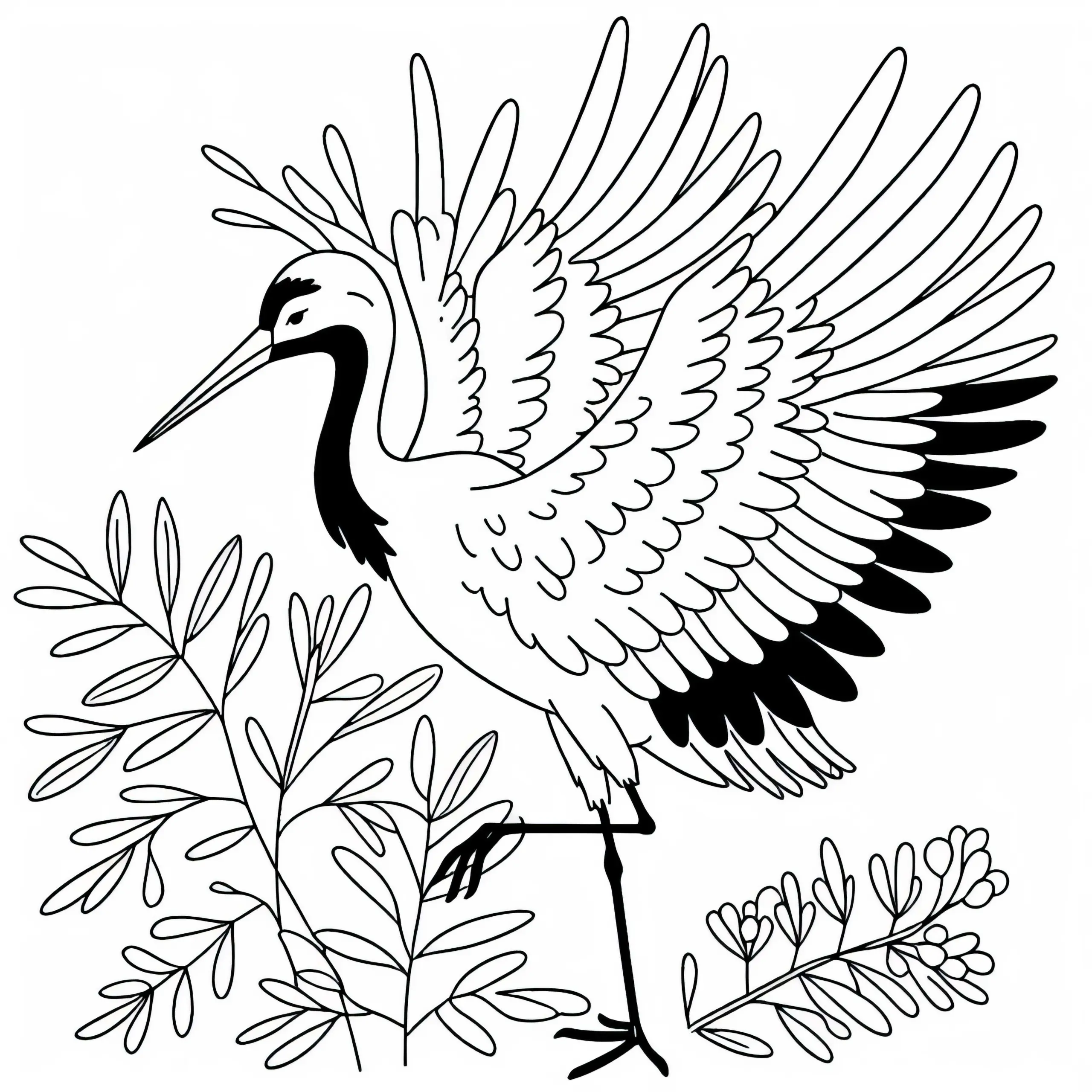 Kranich Vogel Asien Malvorlage Gratis (Ausmalbild)