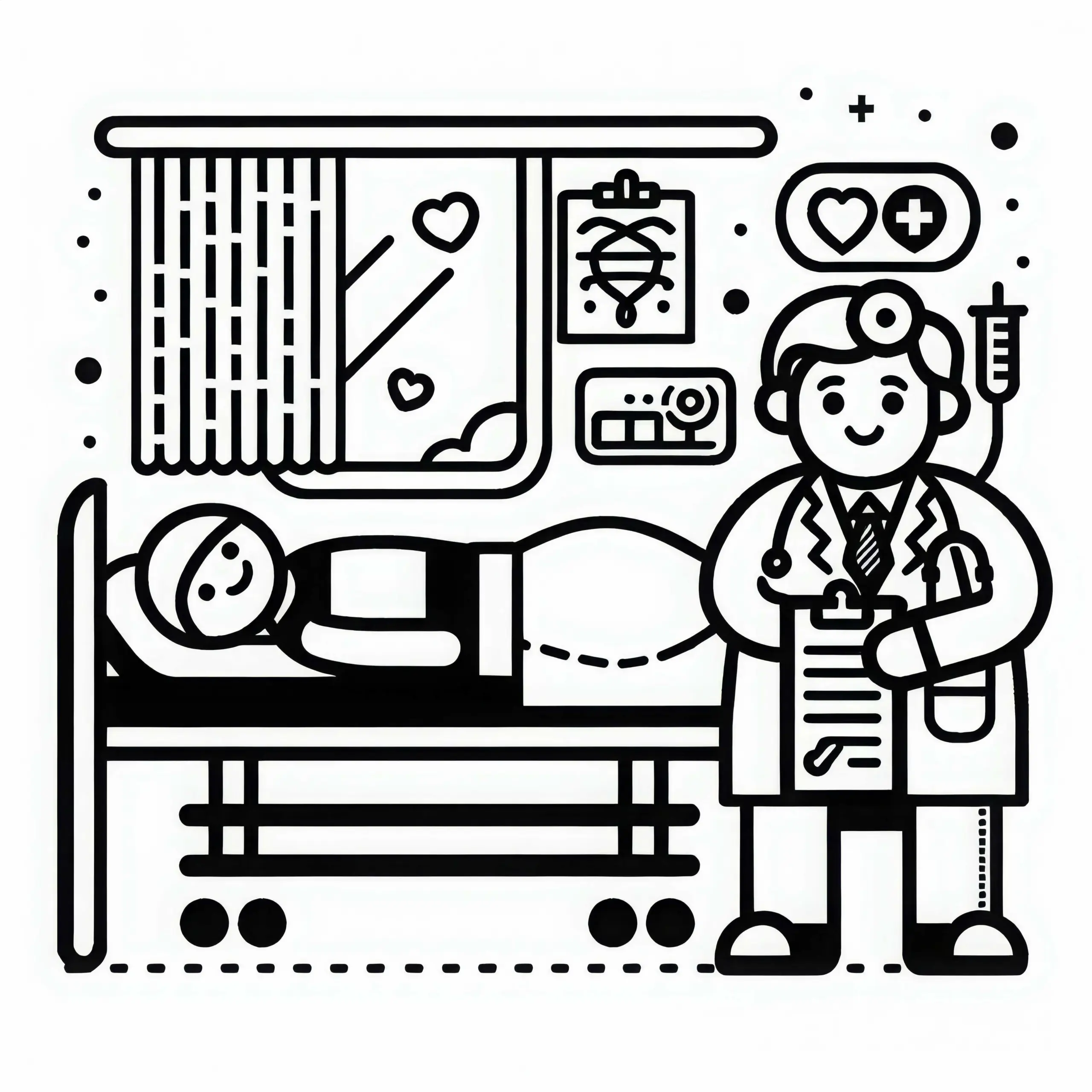 Krankenhausbett Malvorlage Einfach Gratis (Ausmalbild)