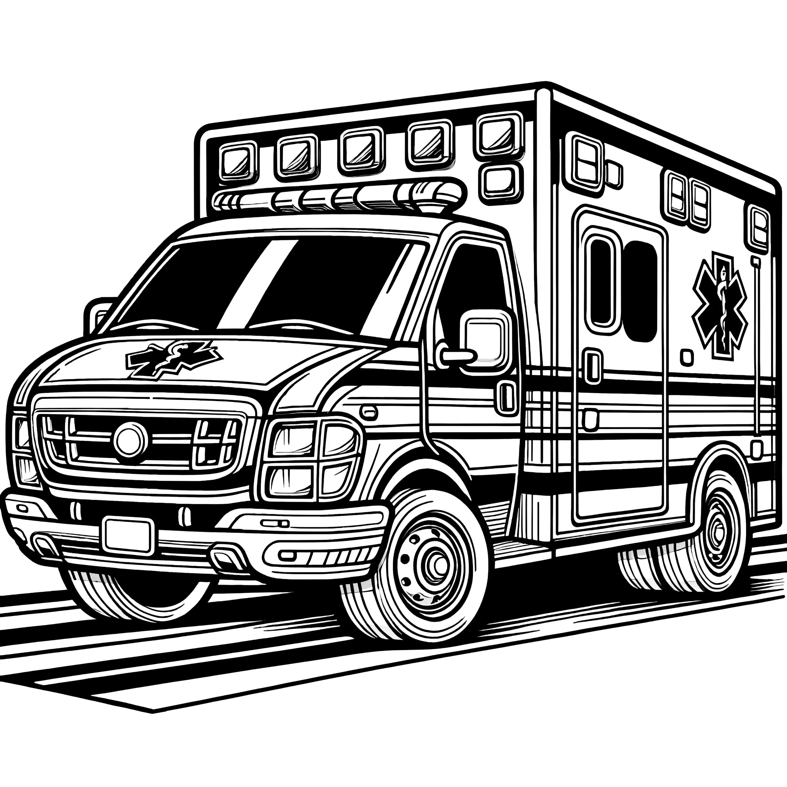 Krankenwagen ohne Hintergrund: Ausmalbild zum Download (Kostenlos)