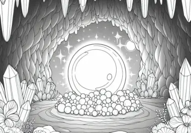 Kristallhöhle mit einer Riesenperle Malvorlage kostenlos