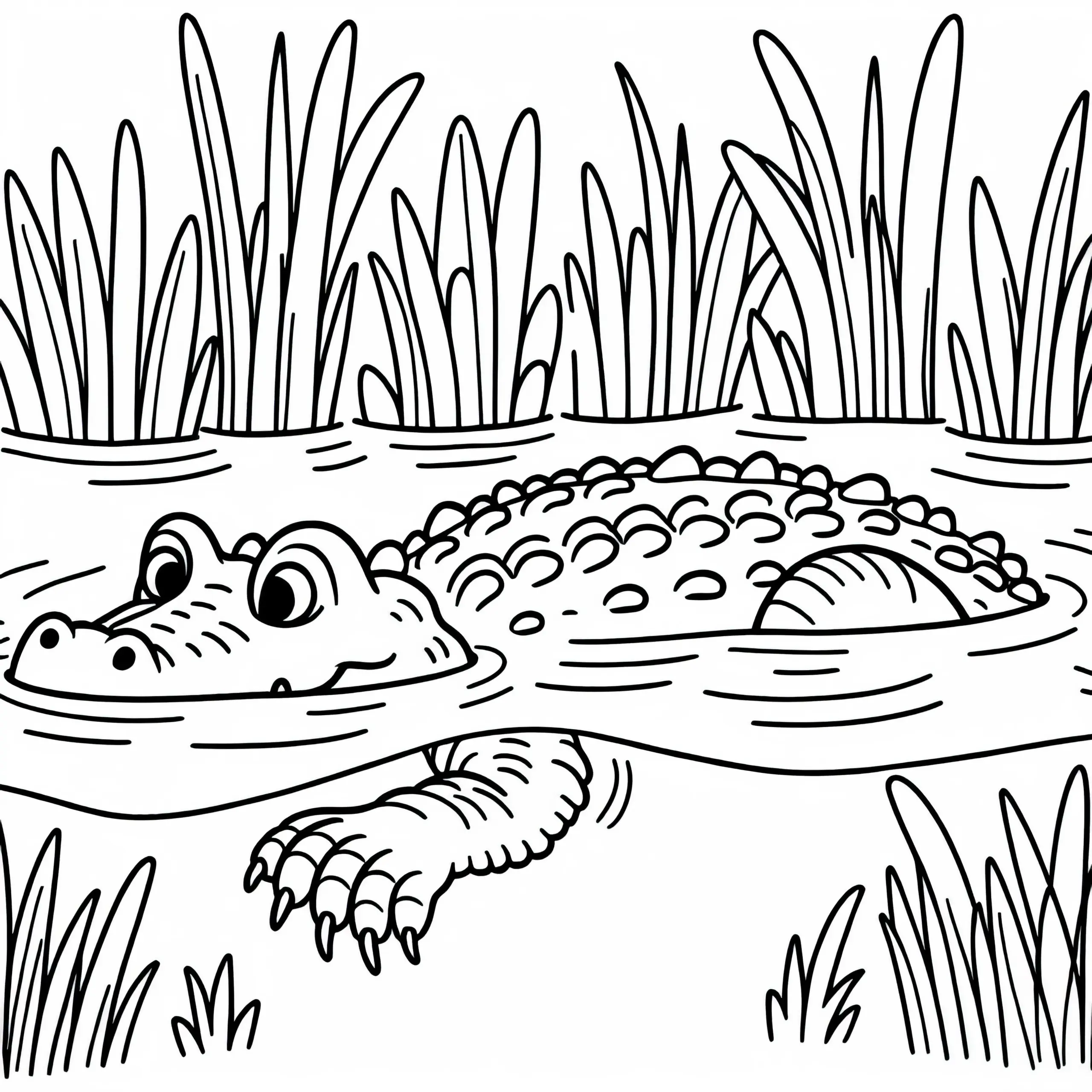 Krokodil schwimmt durch Wasser – Ausmalbild gratis
