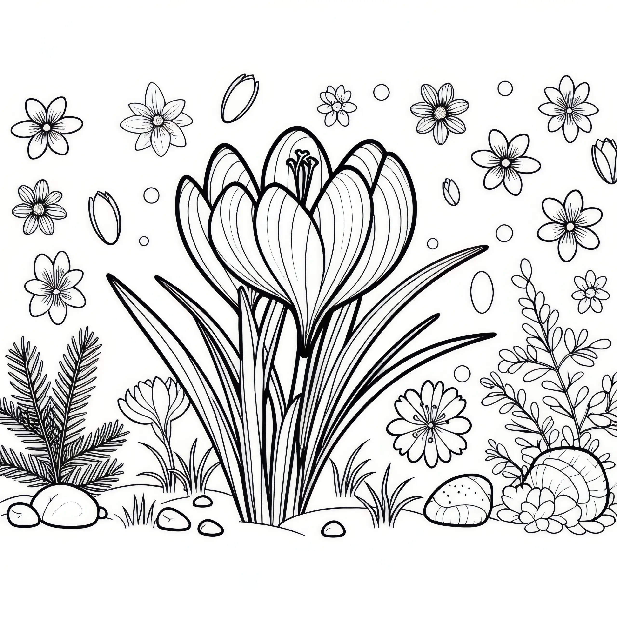 Krokus: Frühlingsblume als Ausmalbild