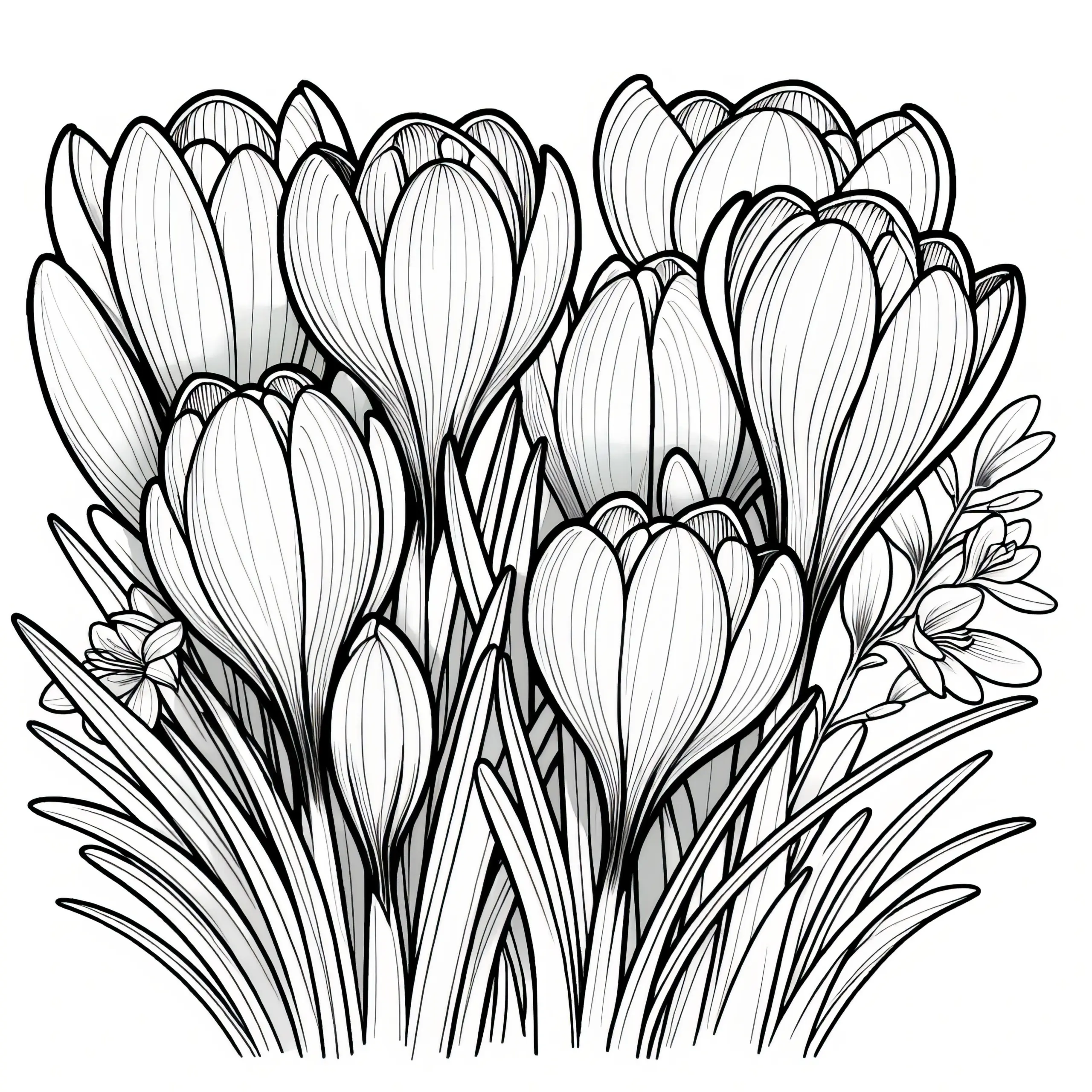 Krokusse als naturgetreues Ausmalbild: Kostenlos zum Download