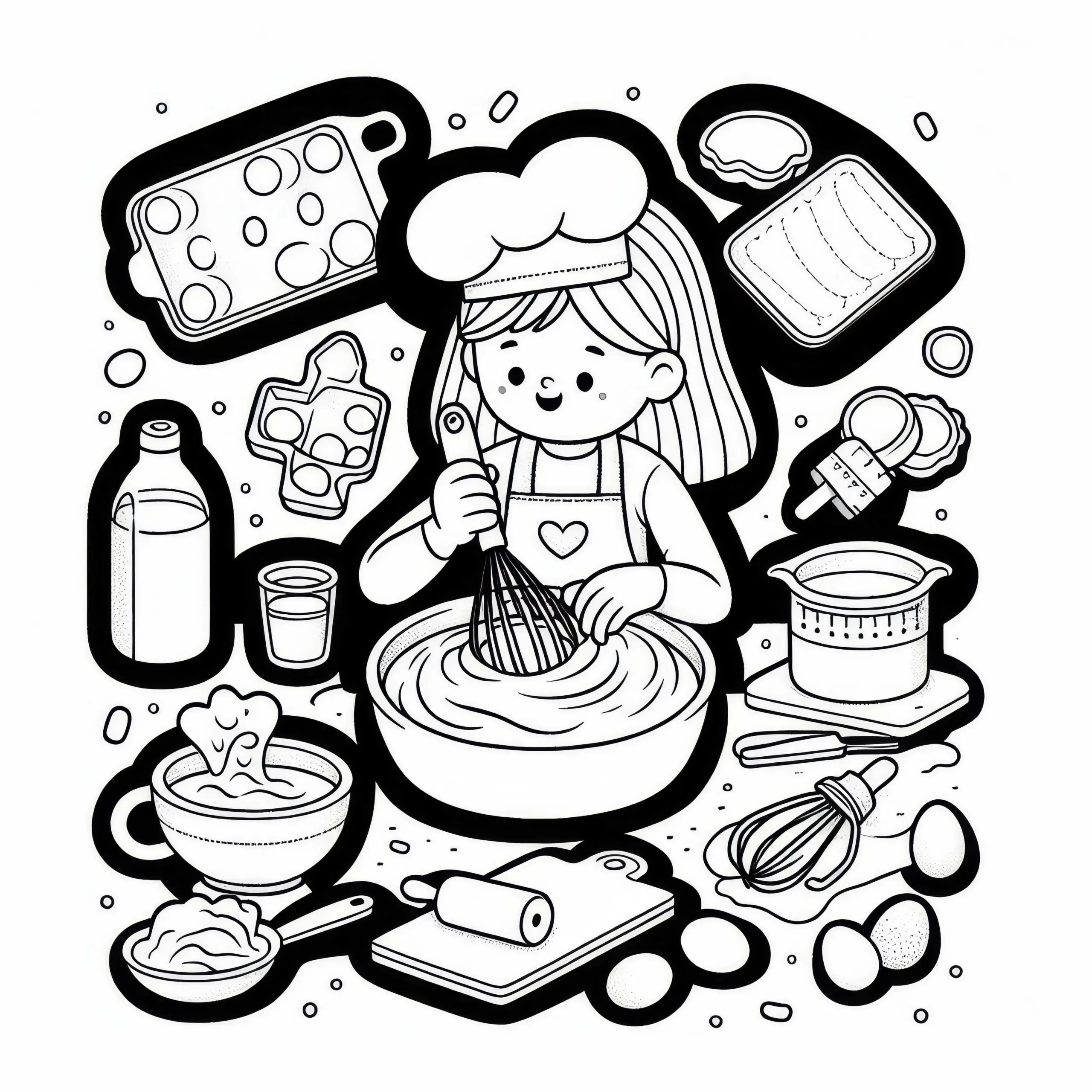 Ausmalbild Kuchen backen – Kostenlose Vorlage für dein kreatives Hobby