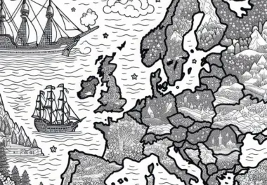 Künstlerische Landkarte Europa Malvorlage Kostenlos