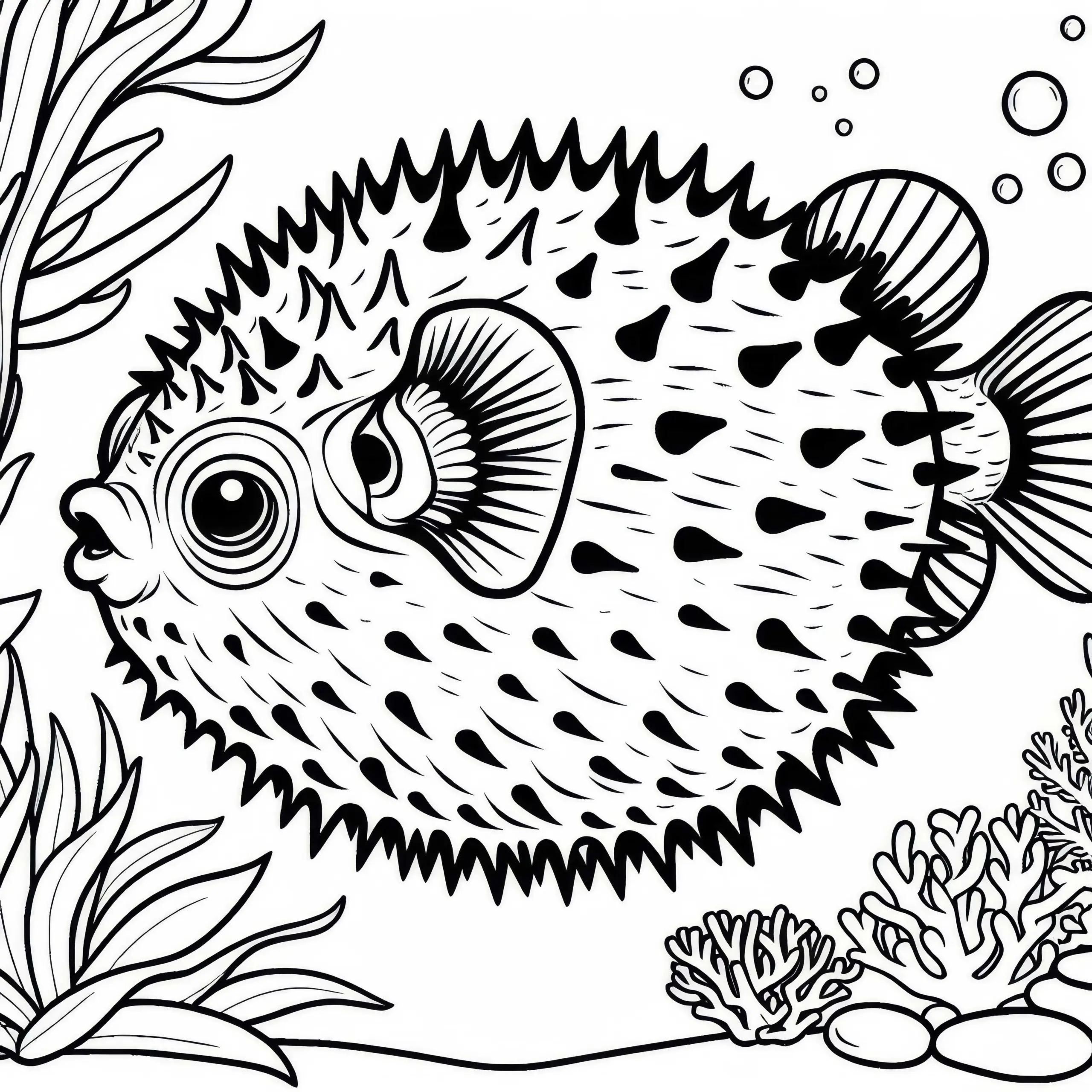 Kostenlose Malvorlage eines Kugelfisches (Ausmalbild)