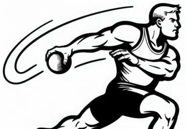 Kugelstoßer Malvorlage zur Leichtathletik – Kostenlos herunterladen