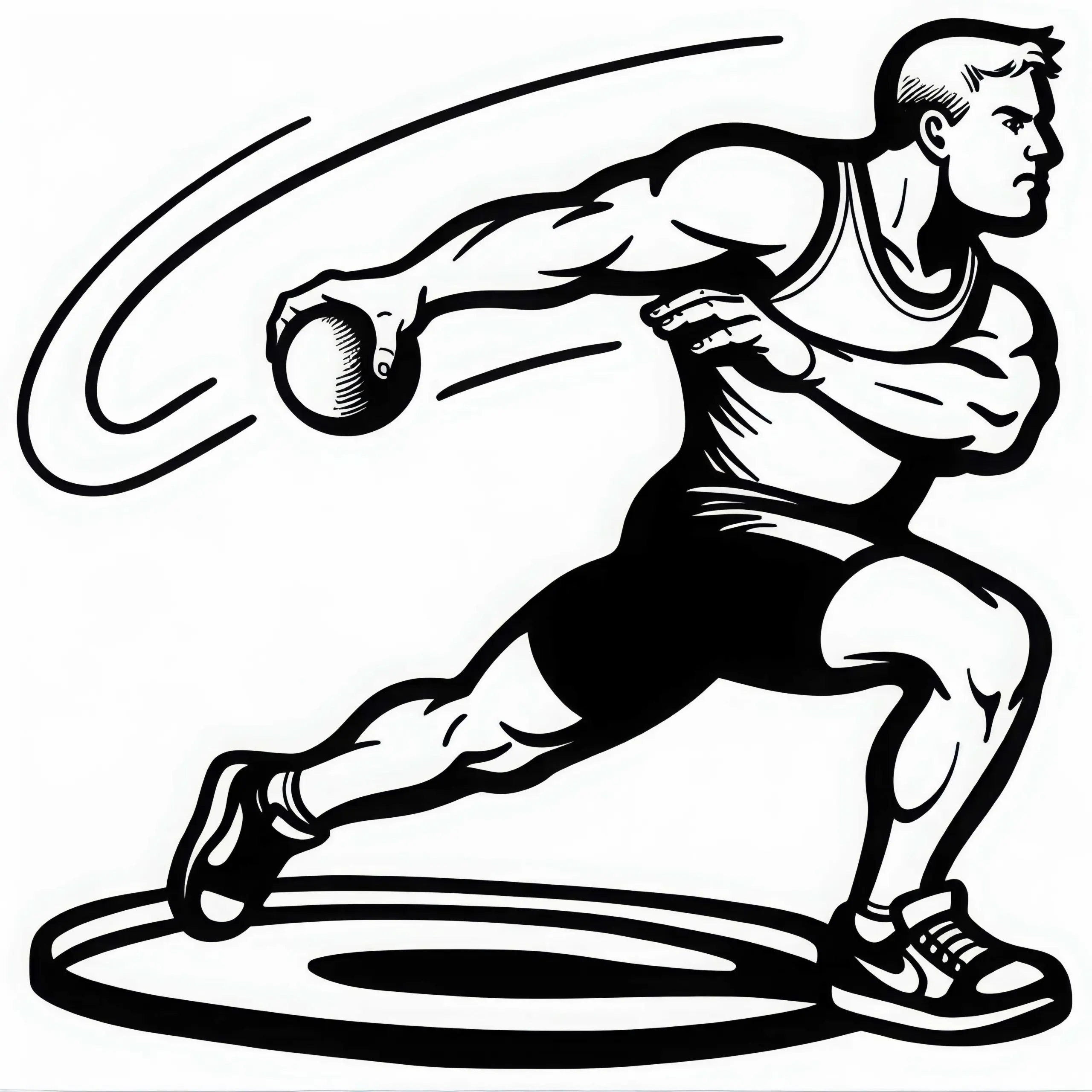 Kugelstoßer Malvorlage zur Leichtathletik – Kostenlos herunterladen (Ausmalbild)
