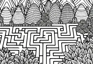 Labyrinth aus hohen Hecken: Ausmalbild kostenlos