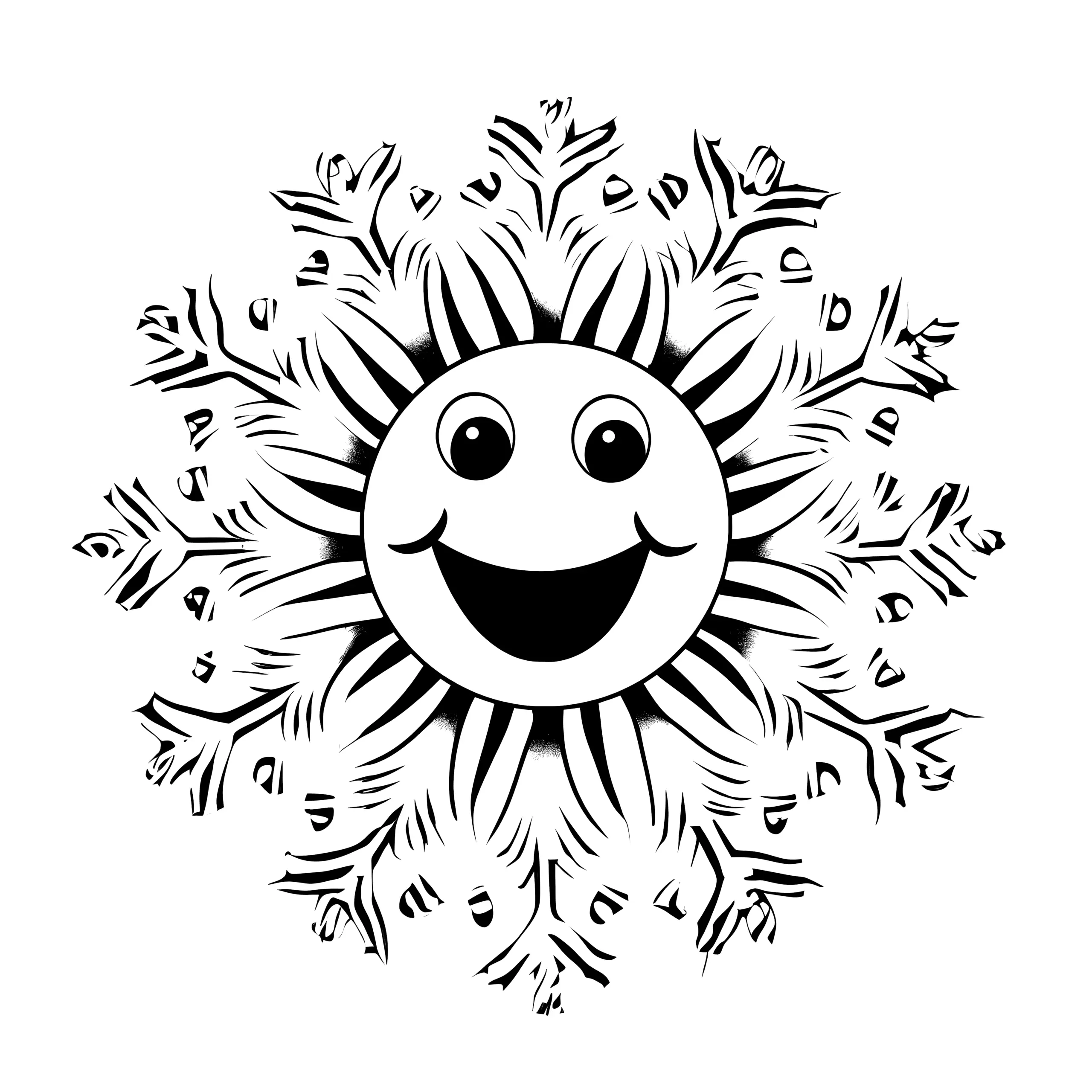 Lachende Schneeflocke als kostenloses Ausmalbild