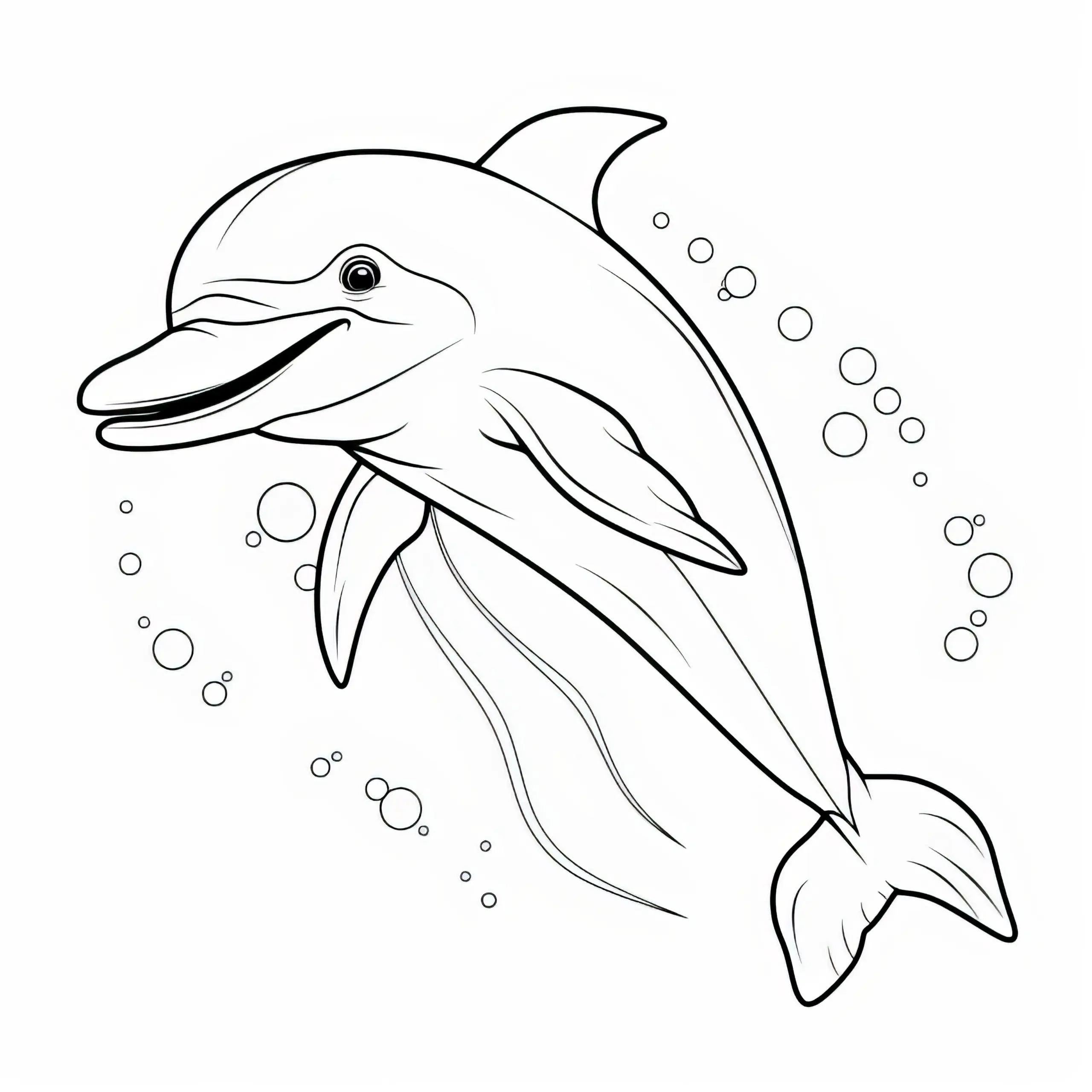 Lachender Delfin: Kostenloses Ausmalbild für Kinder