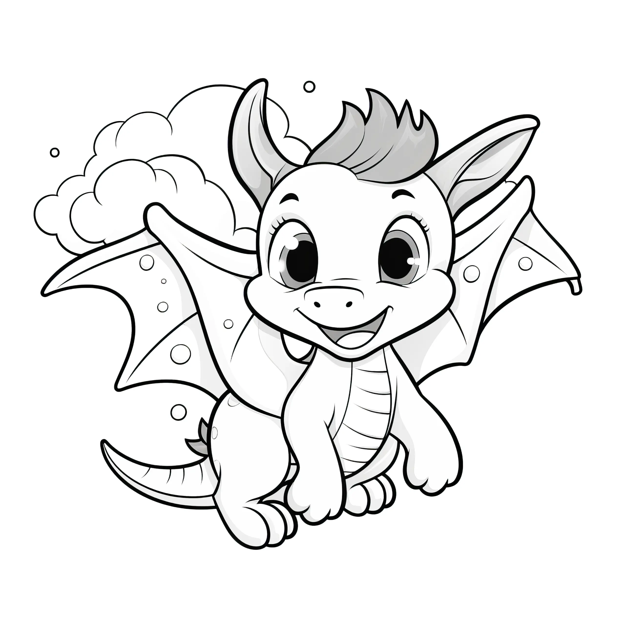 Lachender Drache: Malvorlage zum Herunterladen (Gratis) (Ausmalbild)