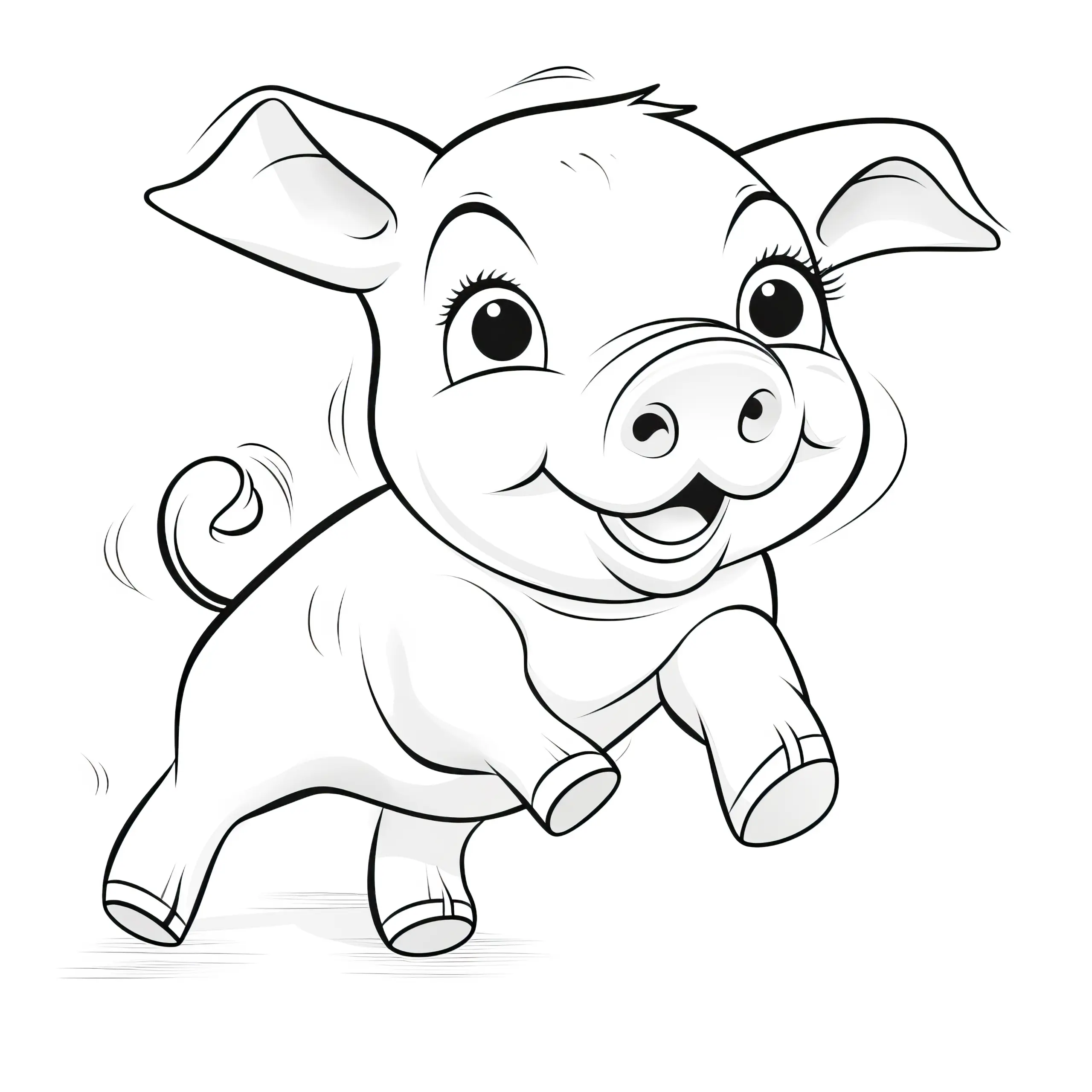 Lachendes Schwein: Einfaches Ausmalbild für Kinder (Gratis)
