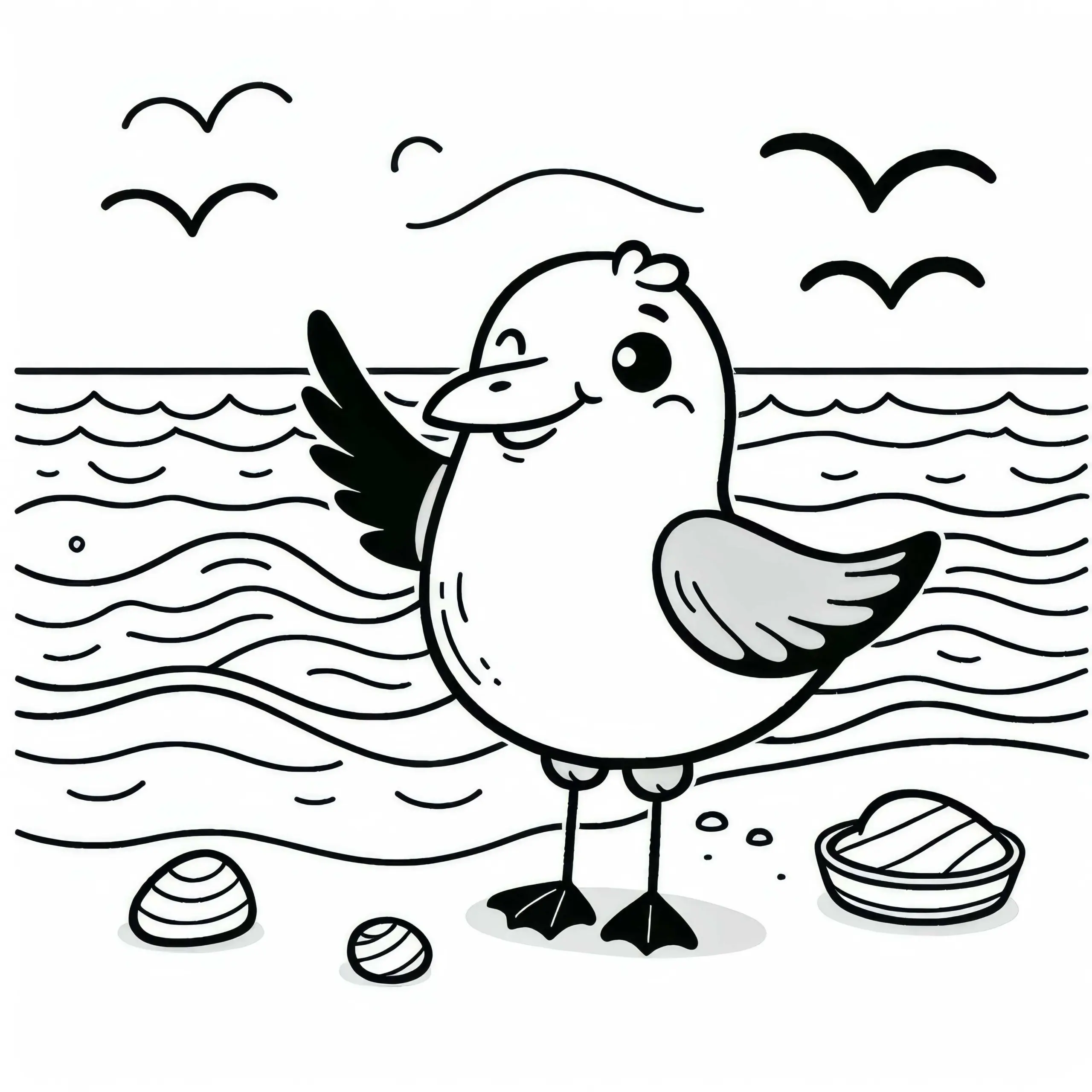 Lachmöwe – Vogel Europa – Malvorlage Kostenlos (Ausmalbild)