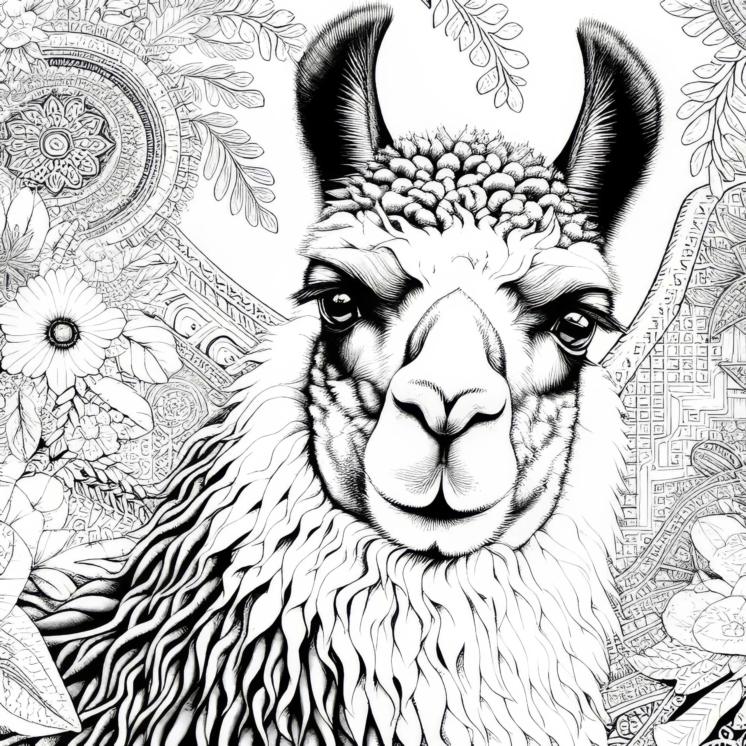 Lama Ausmalbild: Detailreich zum Herunterladen (Gratis)