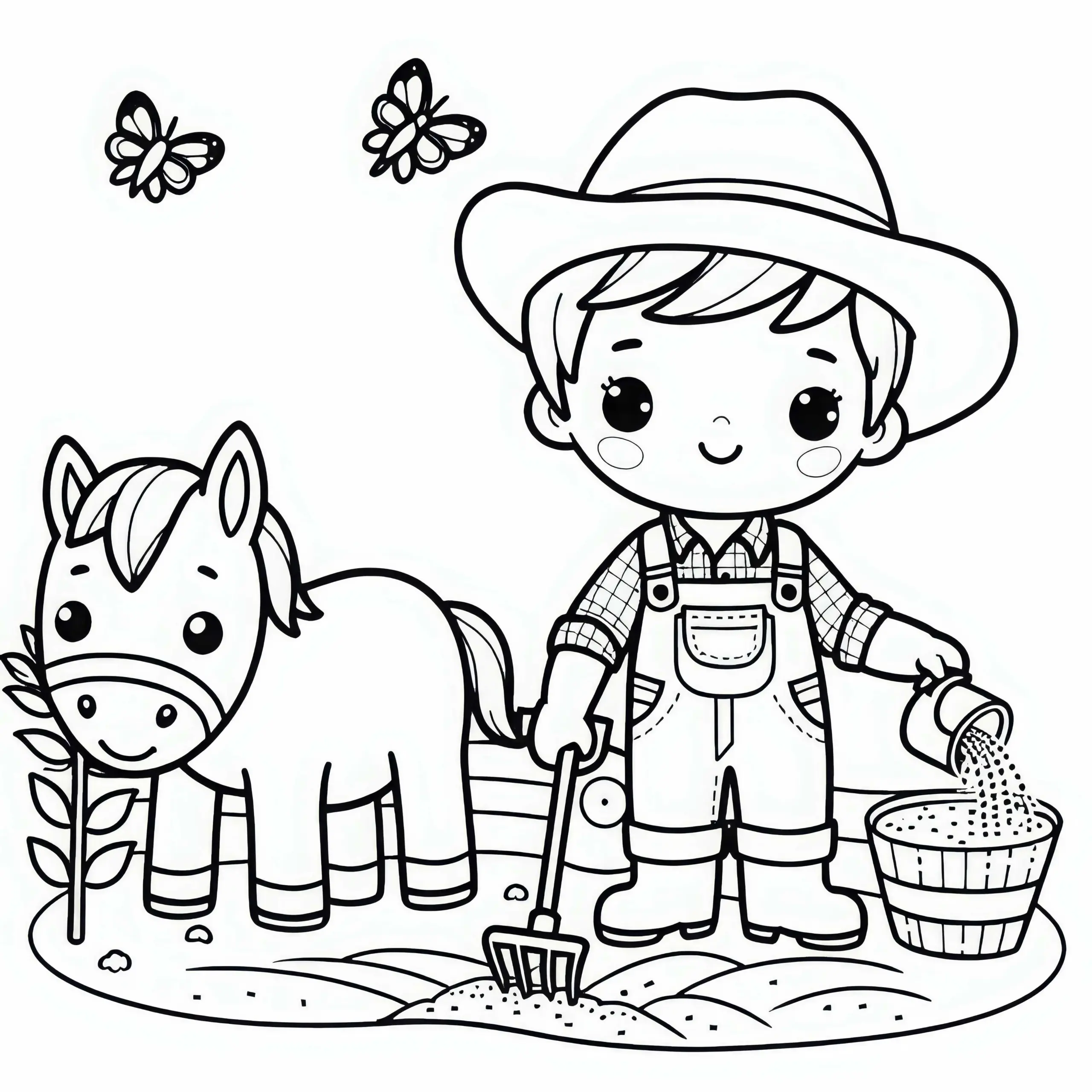Landwirt Malvorlage kostenlos herunterladen (Ausmalbild)