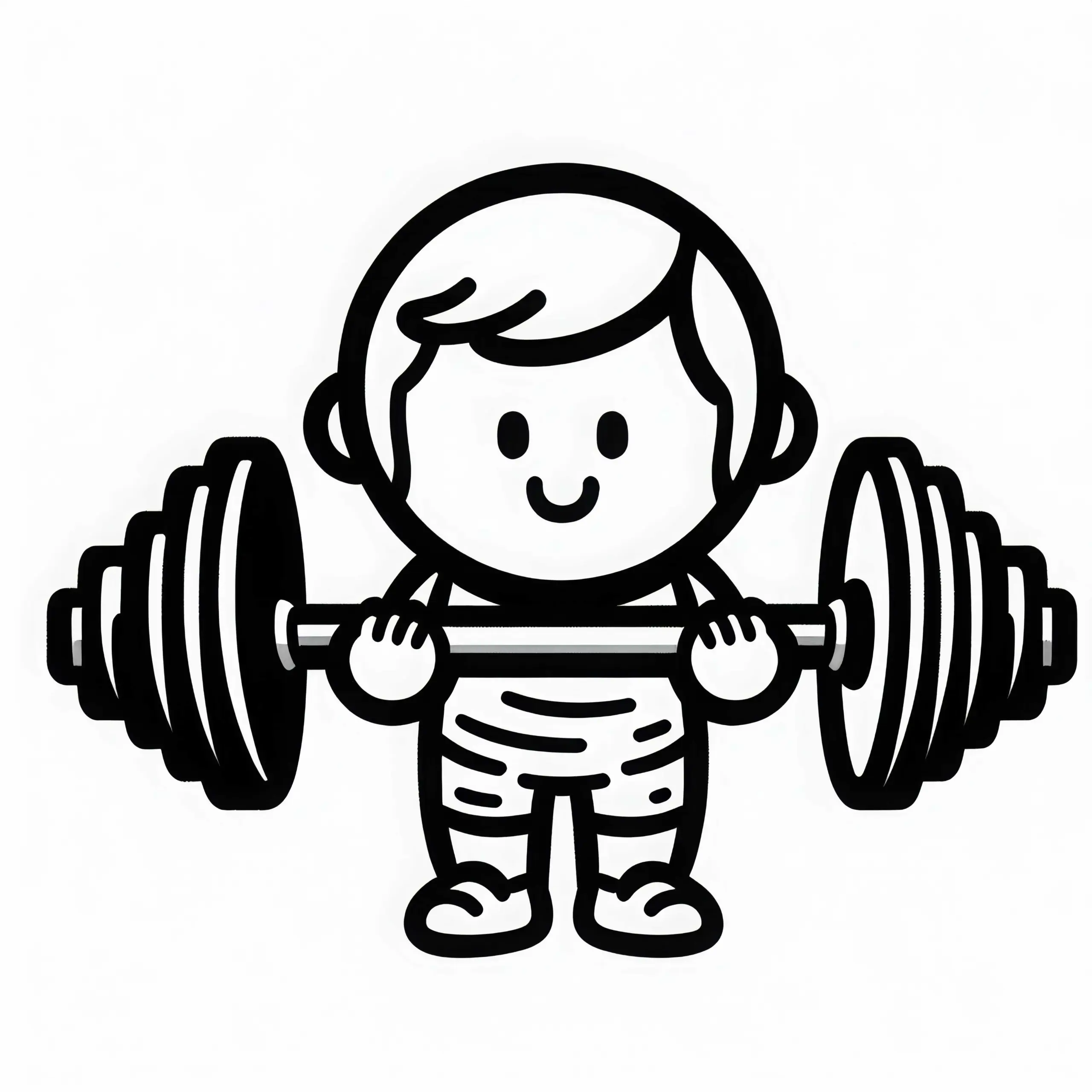 Langhantel mit Gewichten für Bodybuilder – Ausmalbild einfach kostenlos