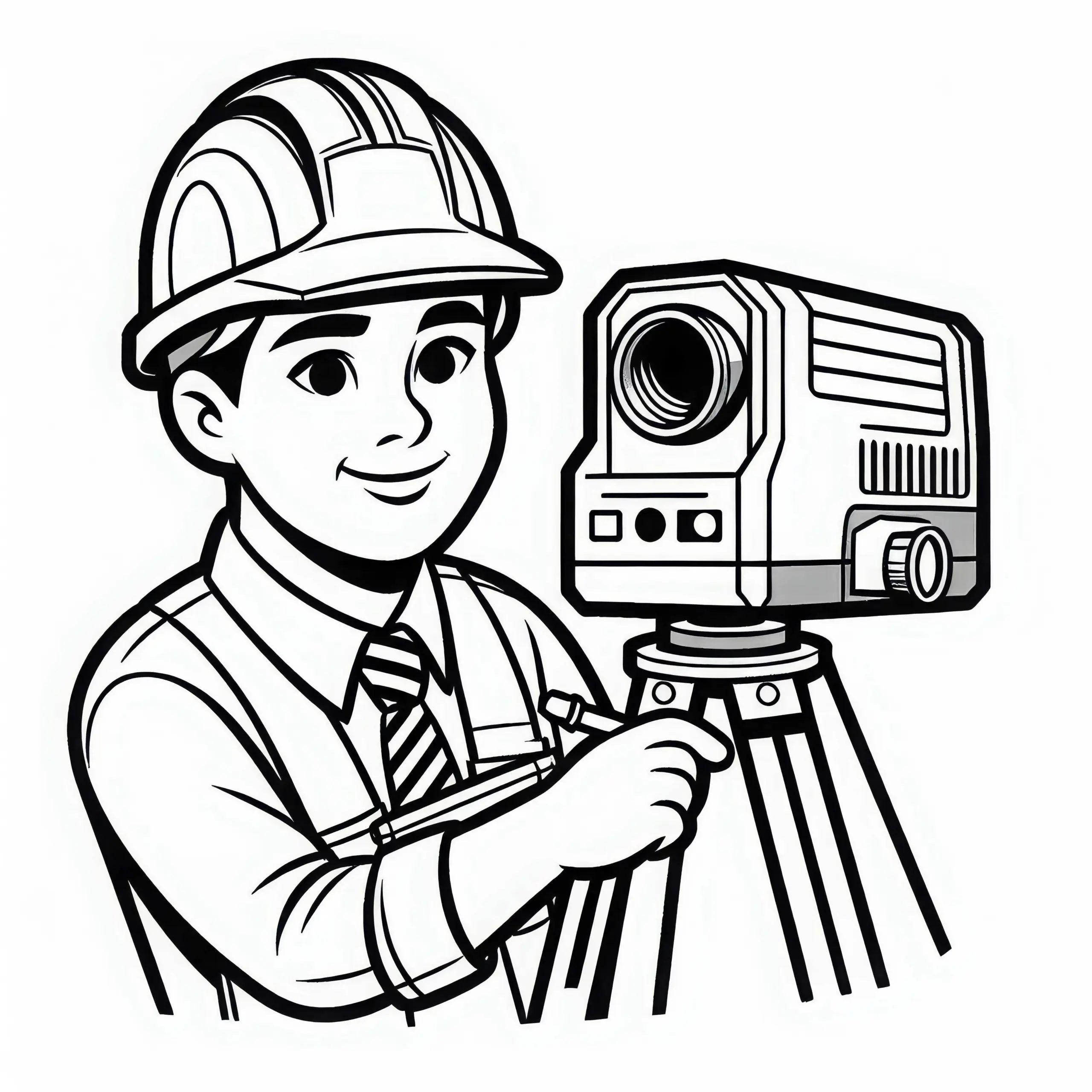 Laser-Messgerät für Bauingenieure – Malvorlage Kostenlos (Ausmalbild)
