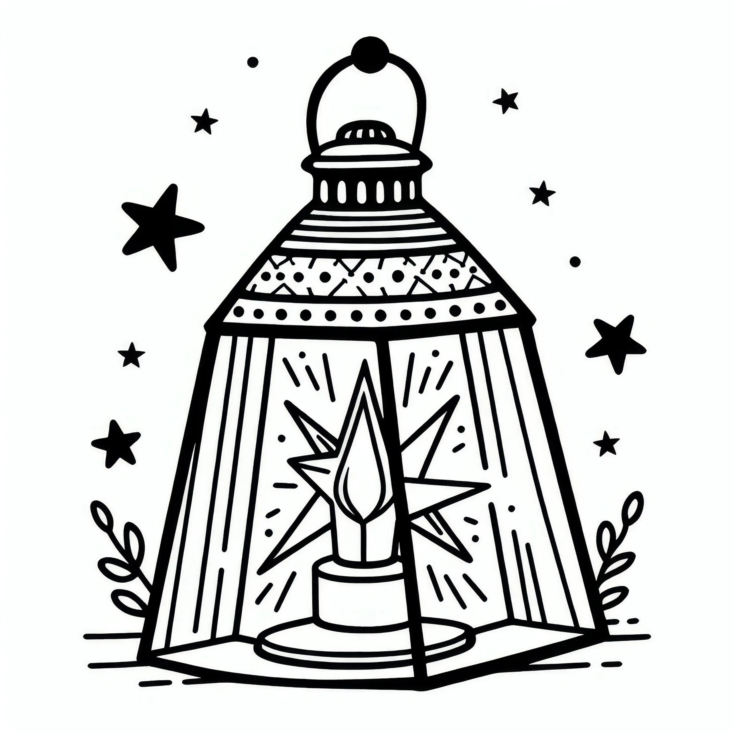 Laterne mit Sternenlicht zum Martinsfest: Einfaches Ausmalbild (Kostenlos)