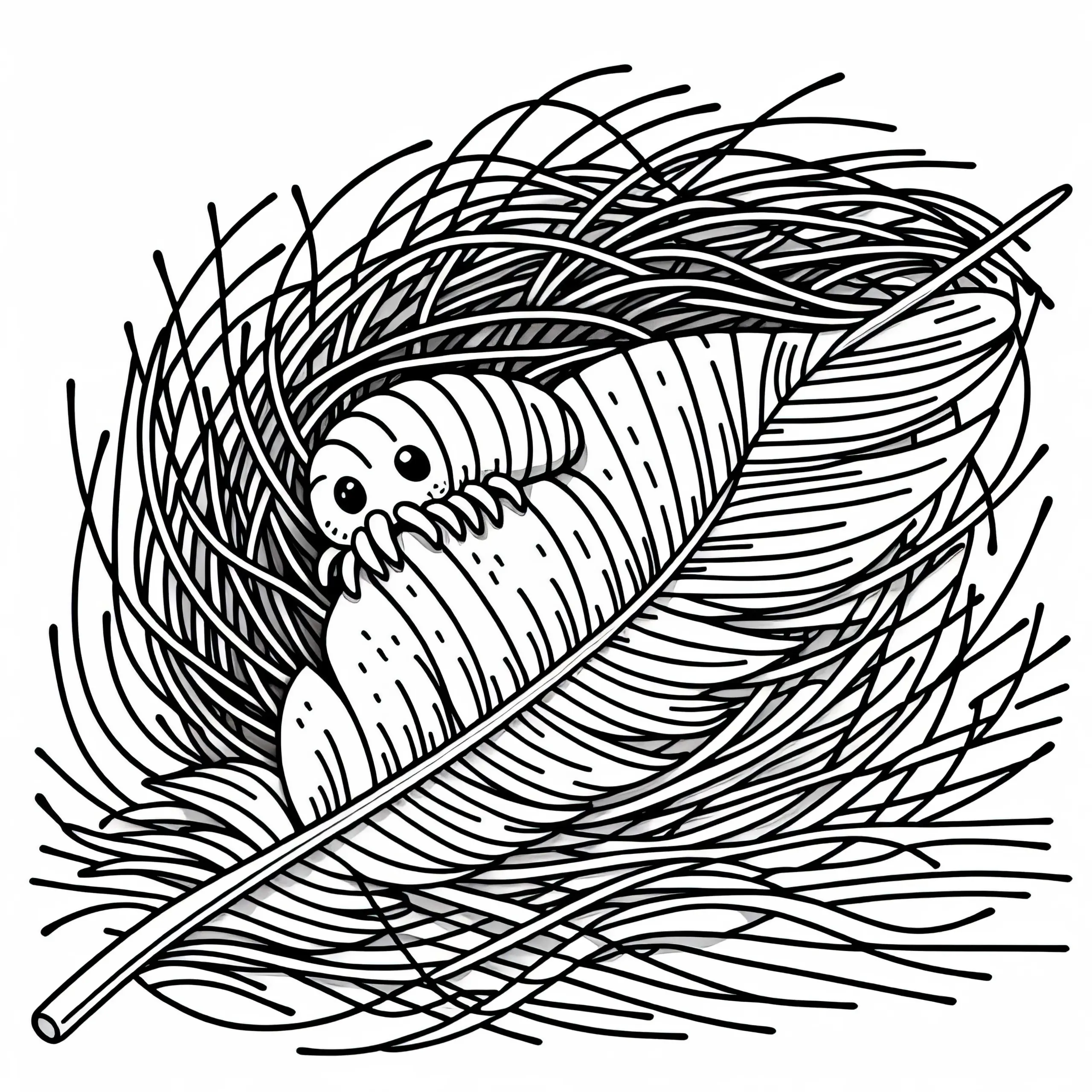 Laus versteckt sich zwischen Härchen – Malvorlage kostenlos (Ausmalbild)