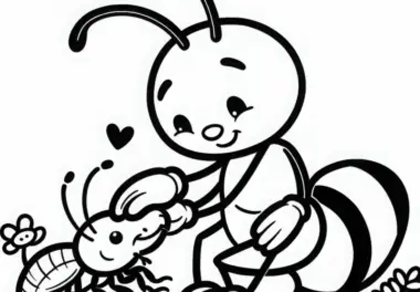 Laus wird von Ameise gepflegt – Ausmalbild gratis