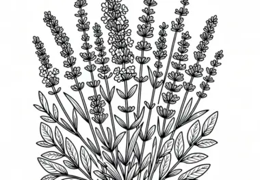 Lavendel Malvorlage für Sträucher – Kostenlos herunterladen