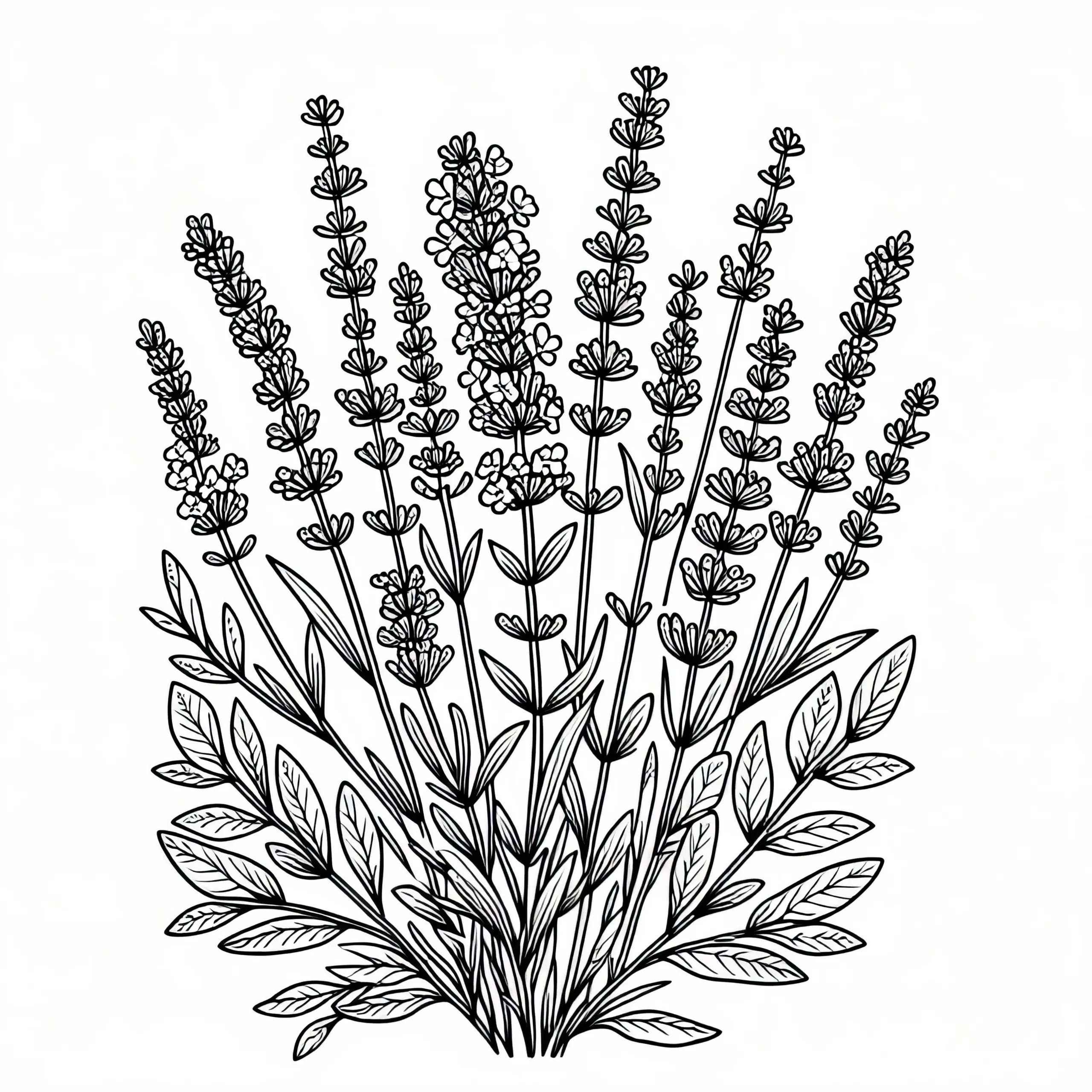 Lavendel Malvorlage für Sträucher – Kostenlos herunterladen (Ausmalbild)