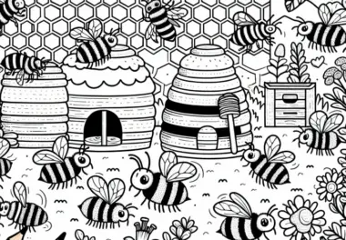 Leben im Bienenstock: Malvorlage (Gratis)