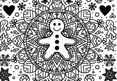 Lebkuchen Mandala als Ausmalbild für den Winter – kostenlos zum Download