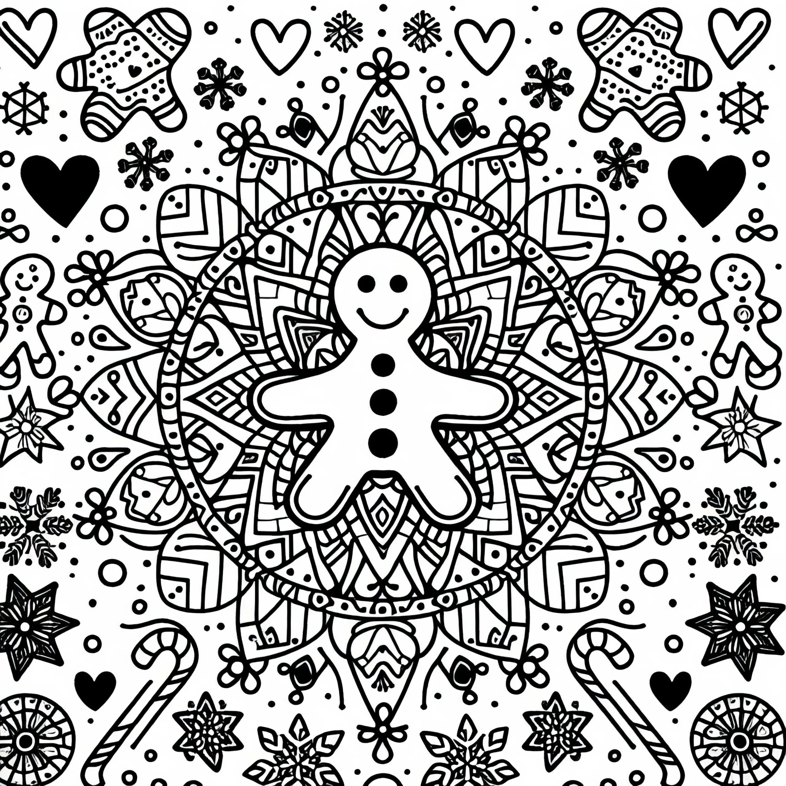 Lebkuchen Mandala als Ausmalbild für den Winter – kostenlos zum Download