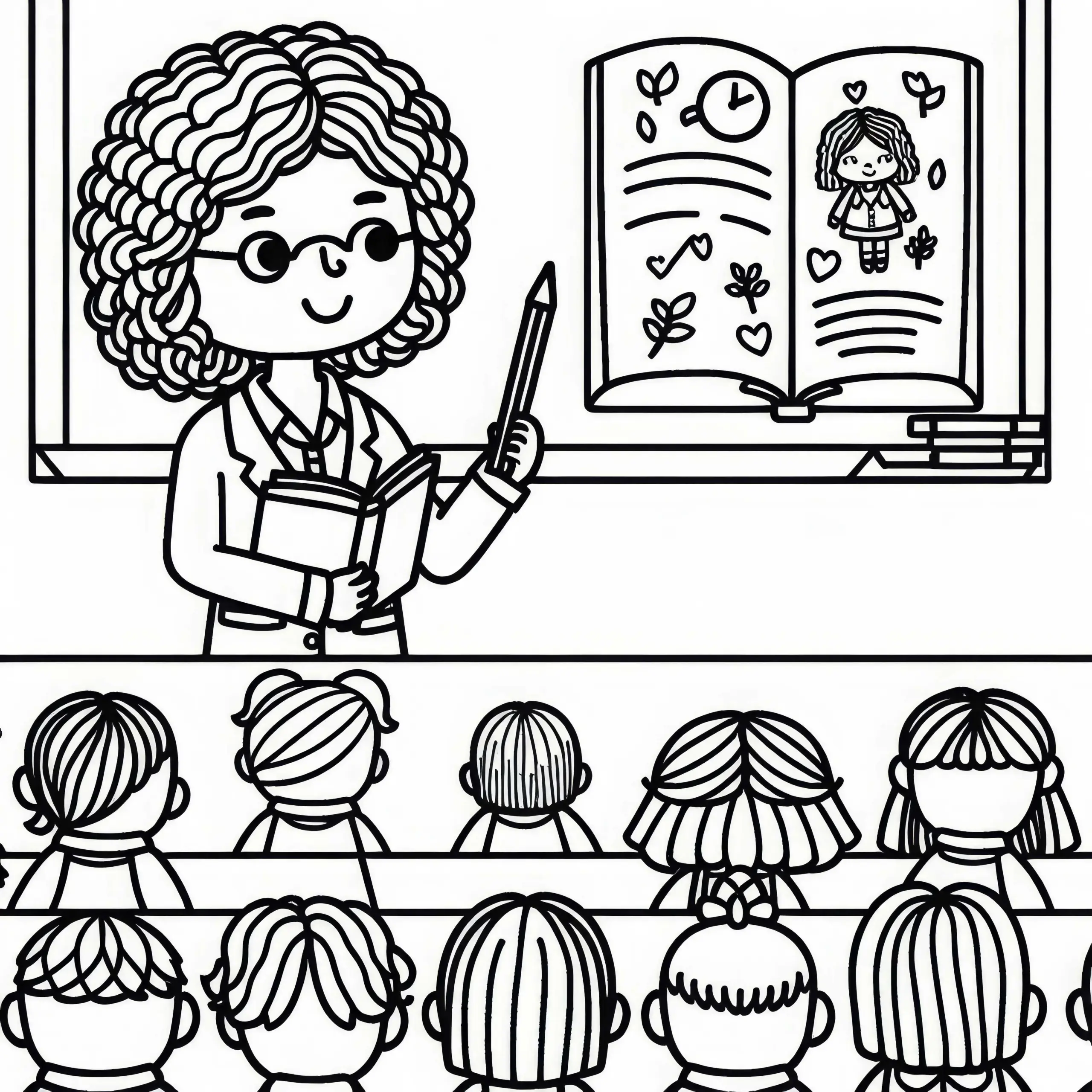 Lehrerin vor Klasse Ausmalbild Einfach Kostenlos