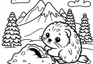 Lemming gräbt sich Höhle in den Schnee – Ausmalbild kostenlos