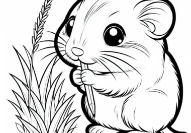 Lemming knabbert an Grashalm – Ausmalbild gratis
