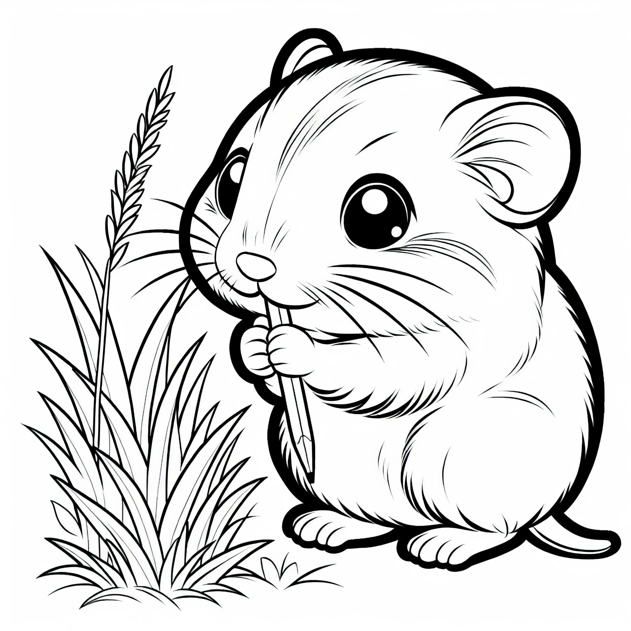 Lemming knabbert an Grashalm – Ausmalbild gratis