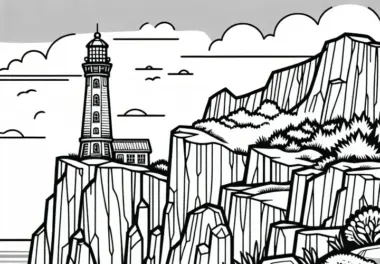 Leuchtturm auf Klippe Malvorlage Kostenlos