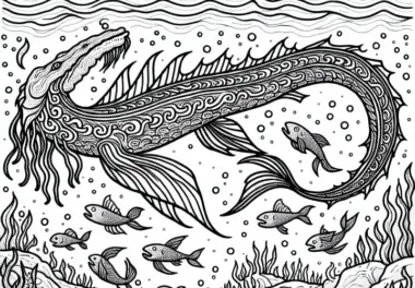 Der Leviathan schwimmt durch die Tiefe – Ausmalbild zum Gratis Download