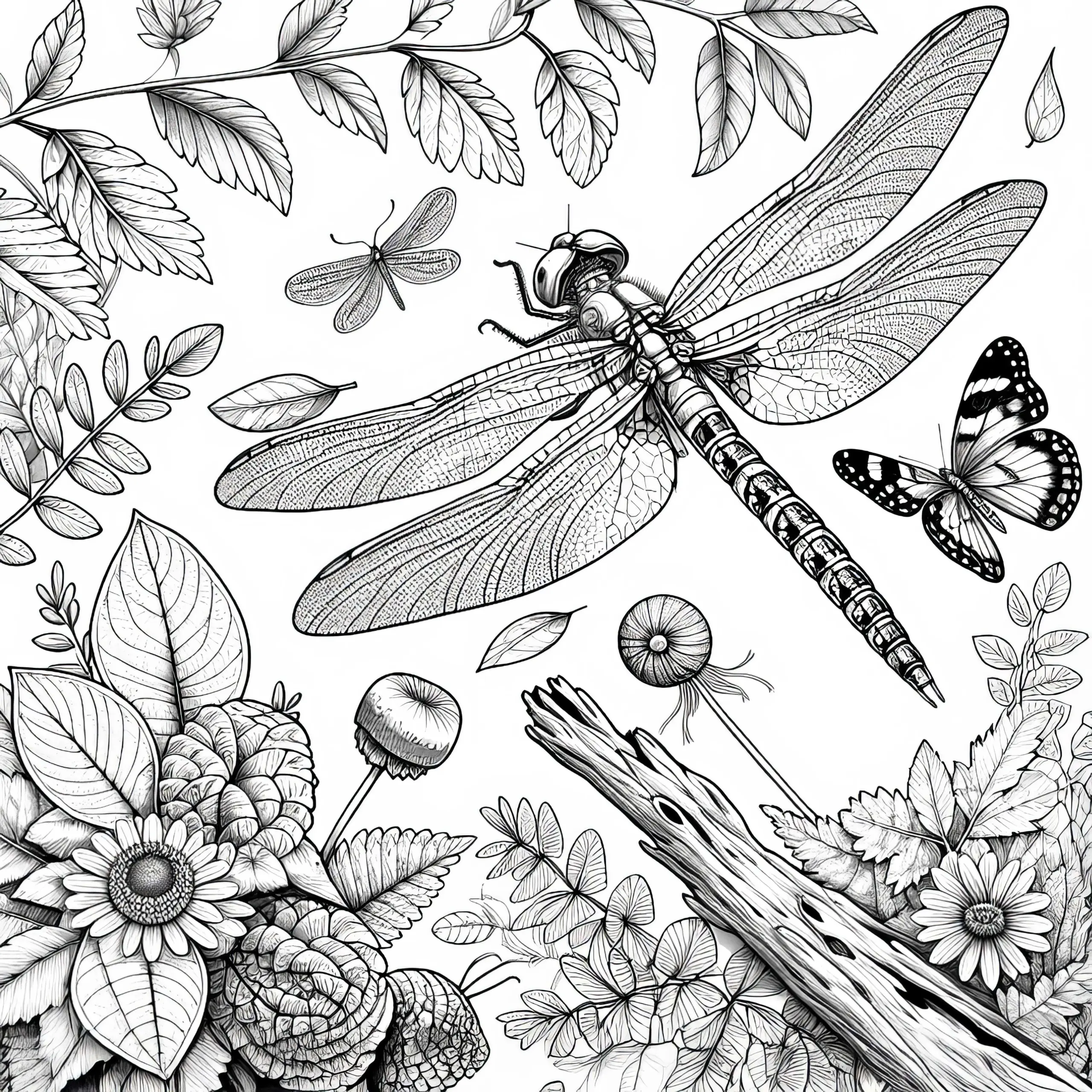 Libelle Ausmalbild: Detailreich zum Download (Kostenlos)