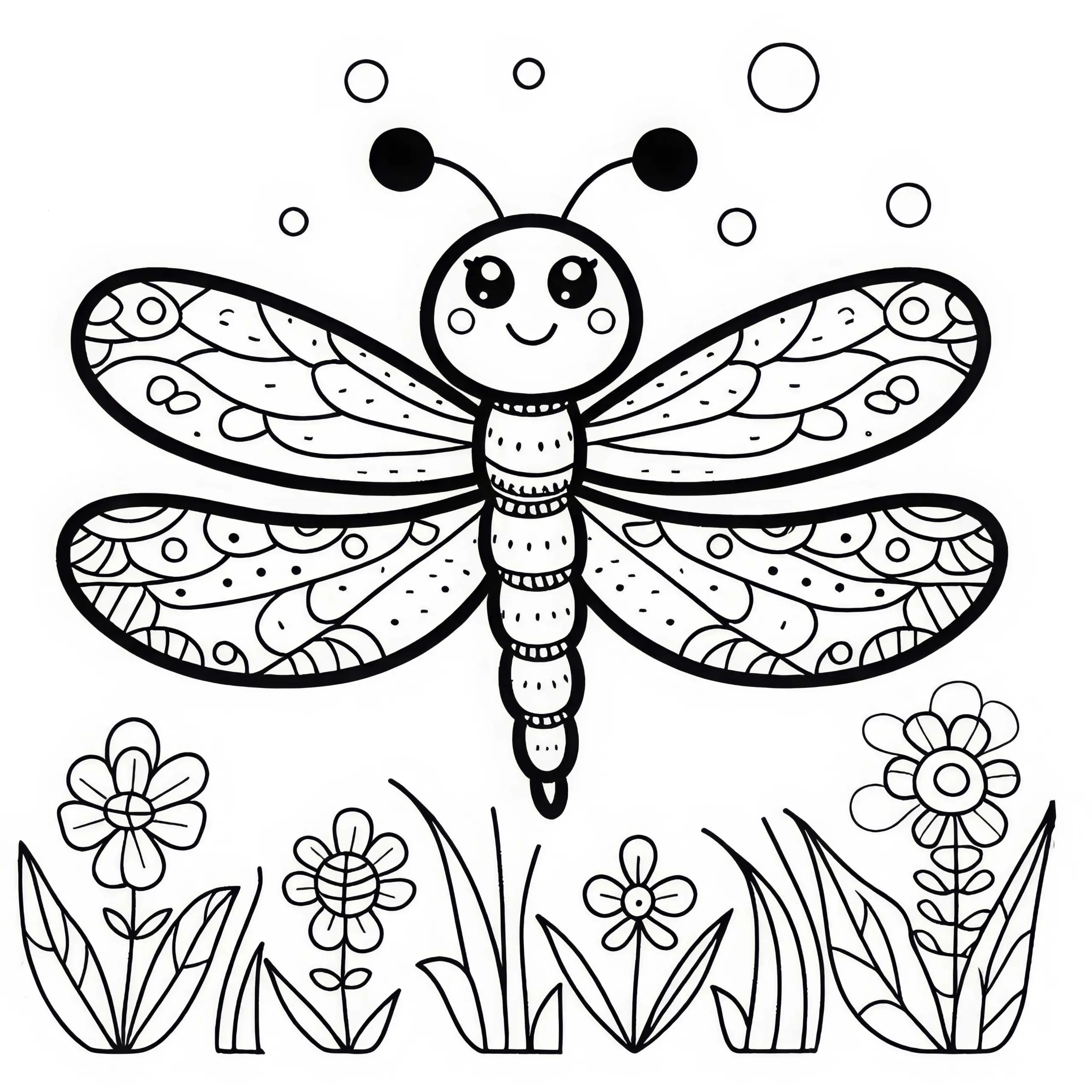 Libelle Ausmalbild zum Herunterladen (Gratis)