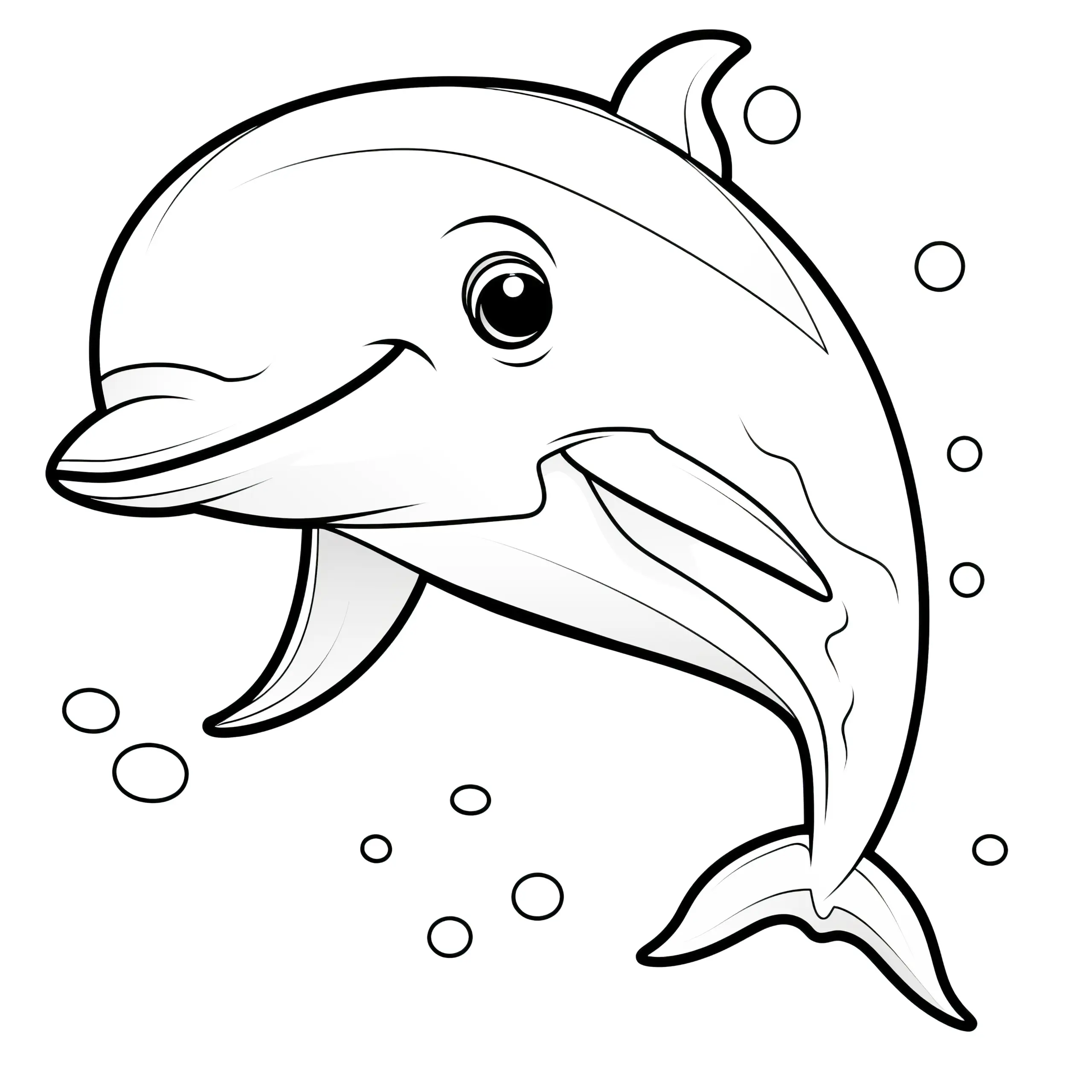 Lieber Delfin: Einfache Malvorlage für Kinder (Kostenlos) (Ausmalbild)