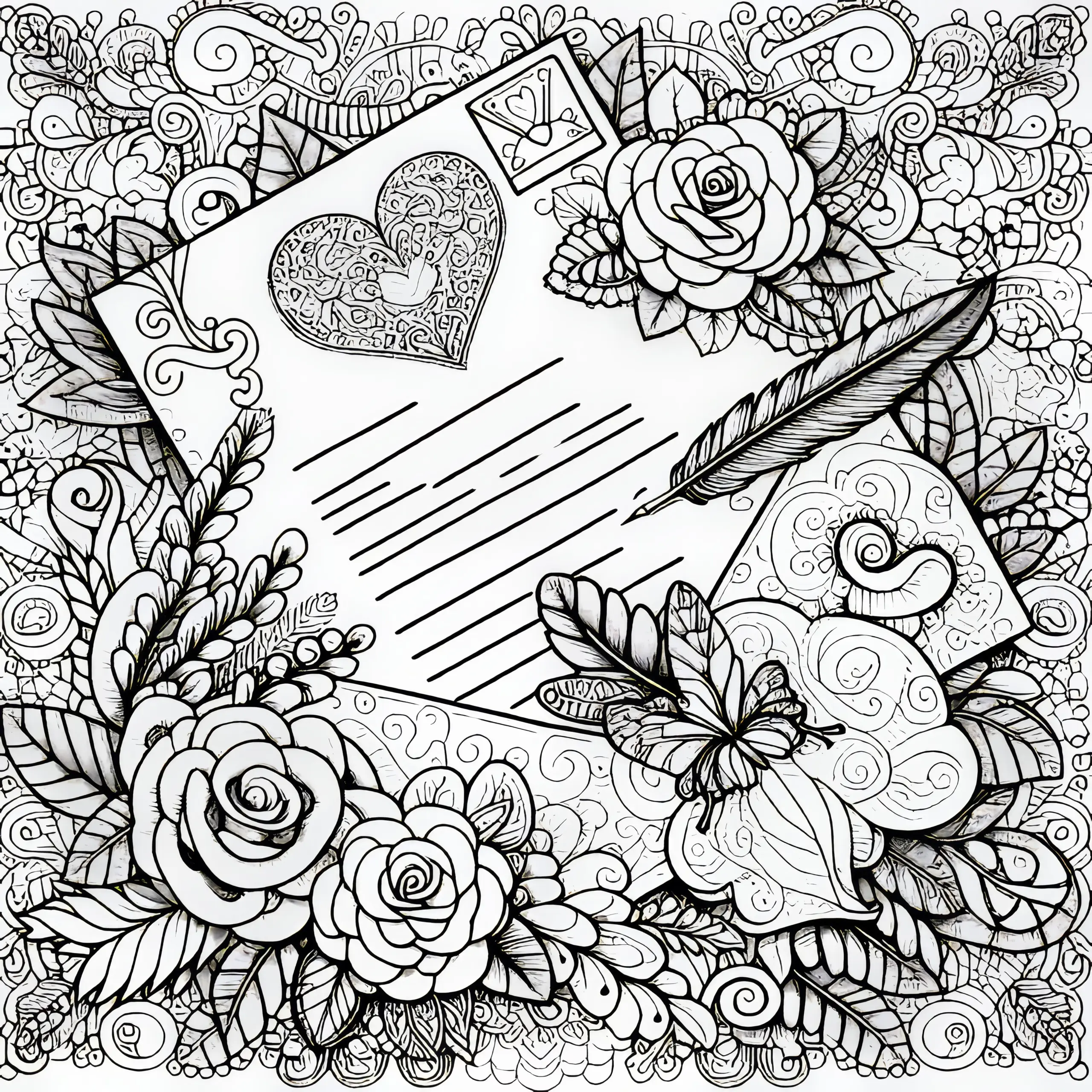 Liebesbrief zum Valentinstag: Ausmalbild zum Herunterladen (Kostenlos)