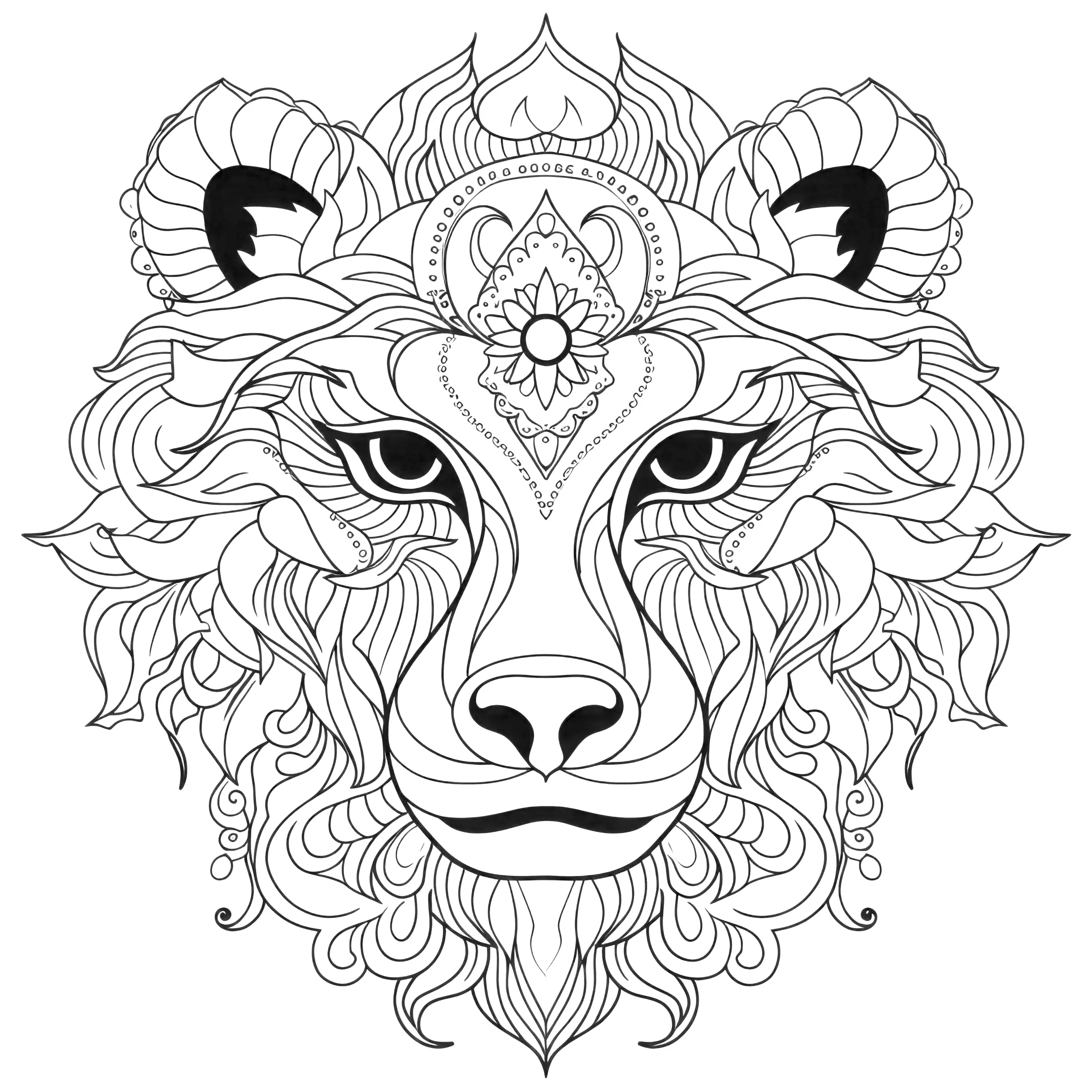 Löwe-Mandala einfach: Kostenlos zum Ausmalen (Ausmalbild)