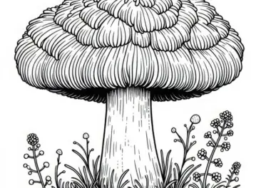 Löwenmähne Hericium Erinaceus Ausmalbild Pilz Kostenlos