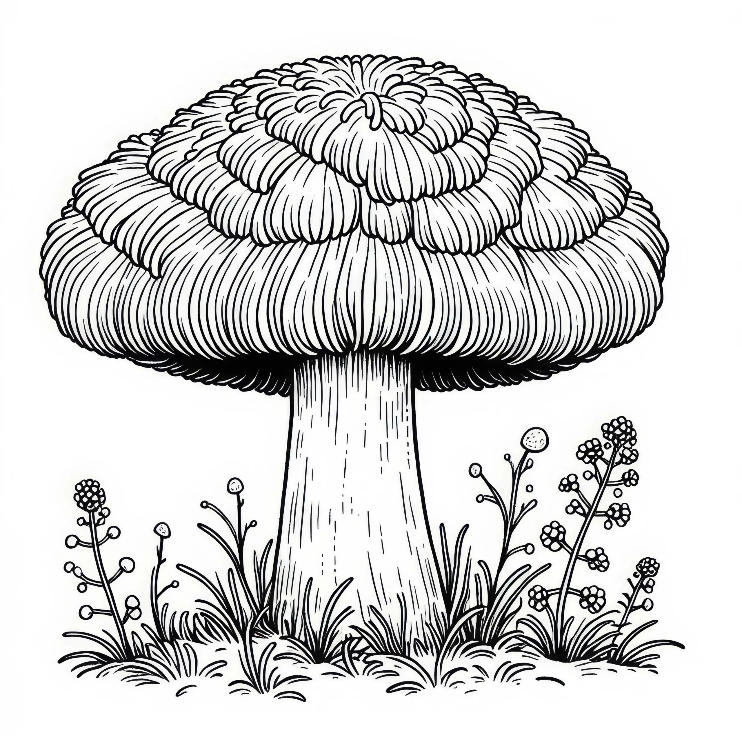 Löwenmähne Hericium Erinaceus Ausmalbild Pilz Kostenlos