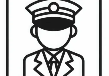 Lokführer in Uniform mit Mütze – Einfaches Ausmalbild Kostenlos