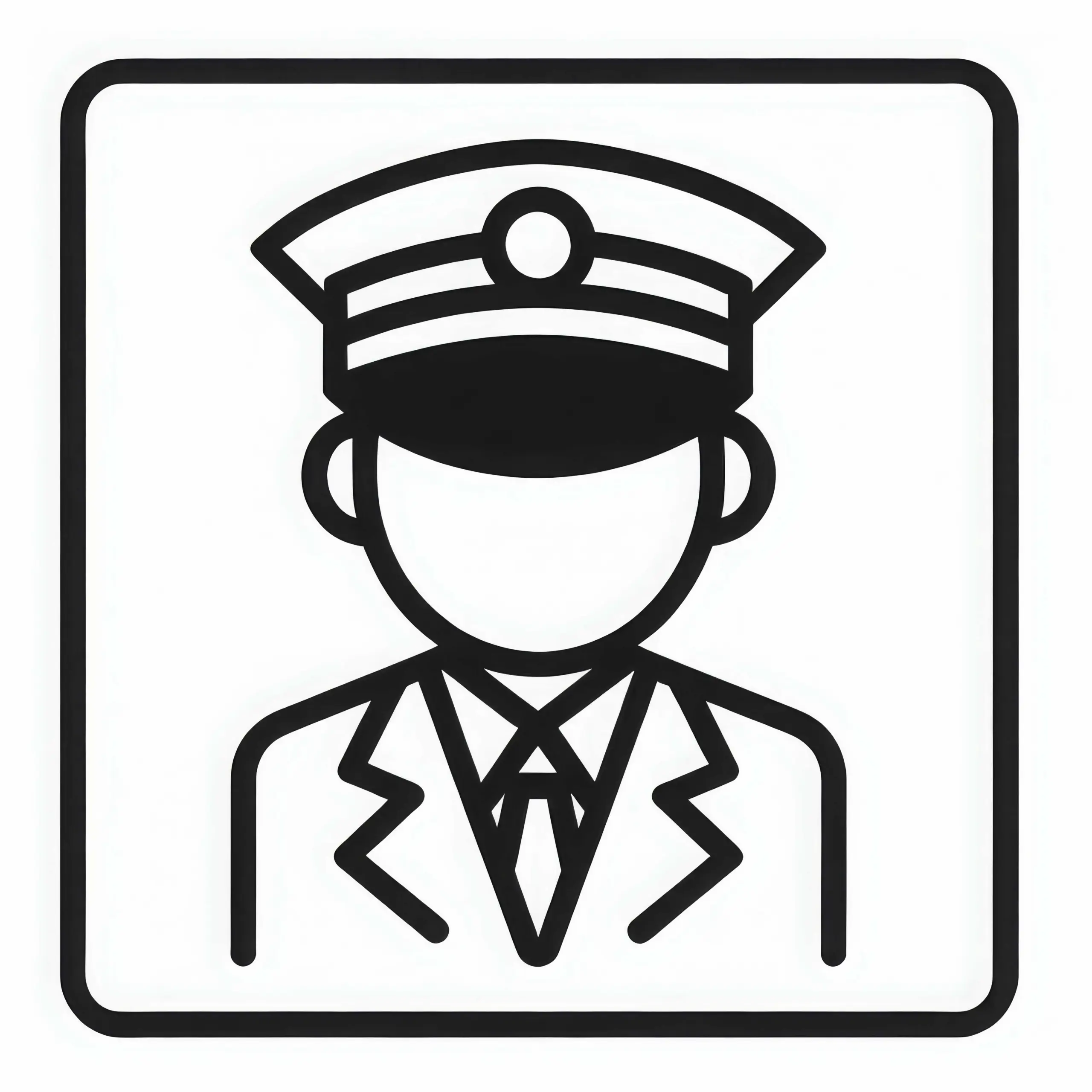 Lokführer in Uniform mit Mütze – Einfaches Ausmalbild Kostenlos
