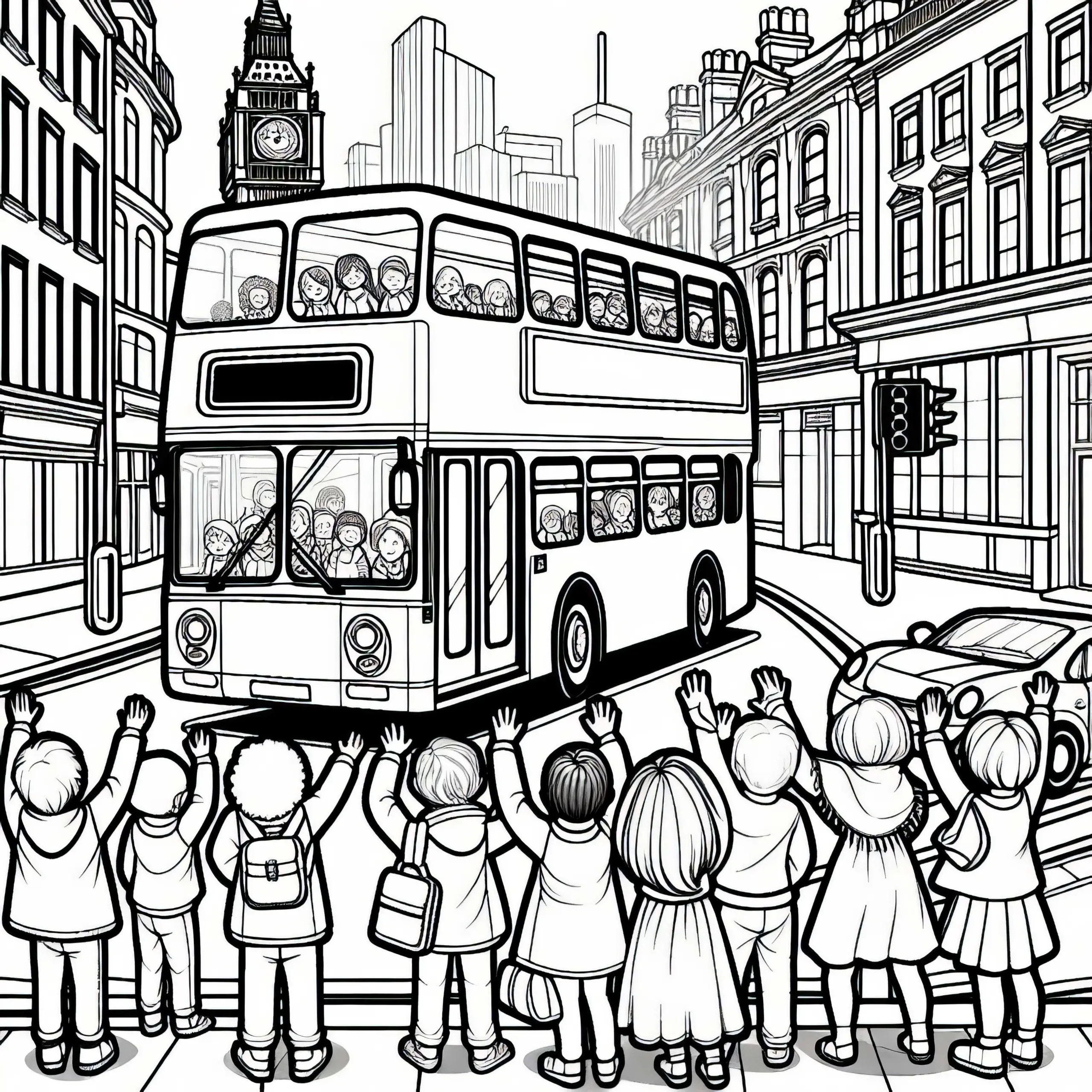 London Doppeldeckerbus Malvorlage Gratis (Ausmalbild)