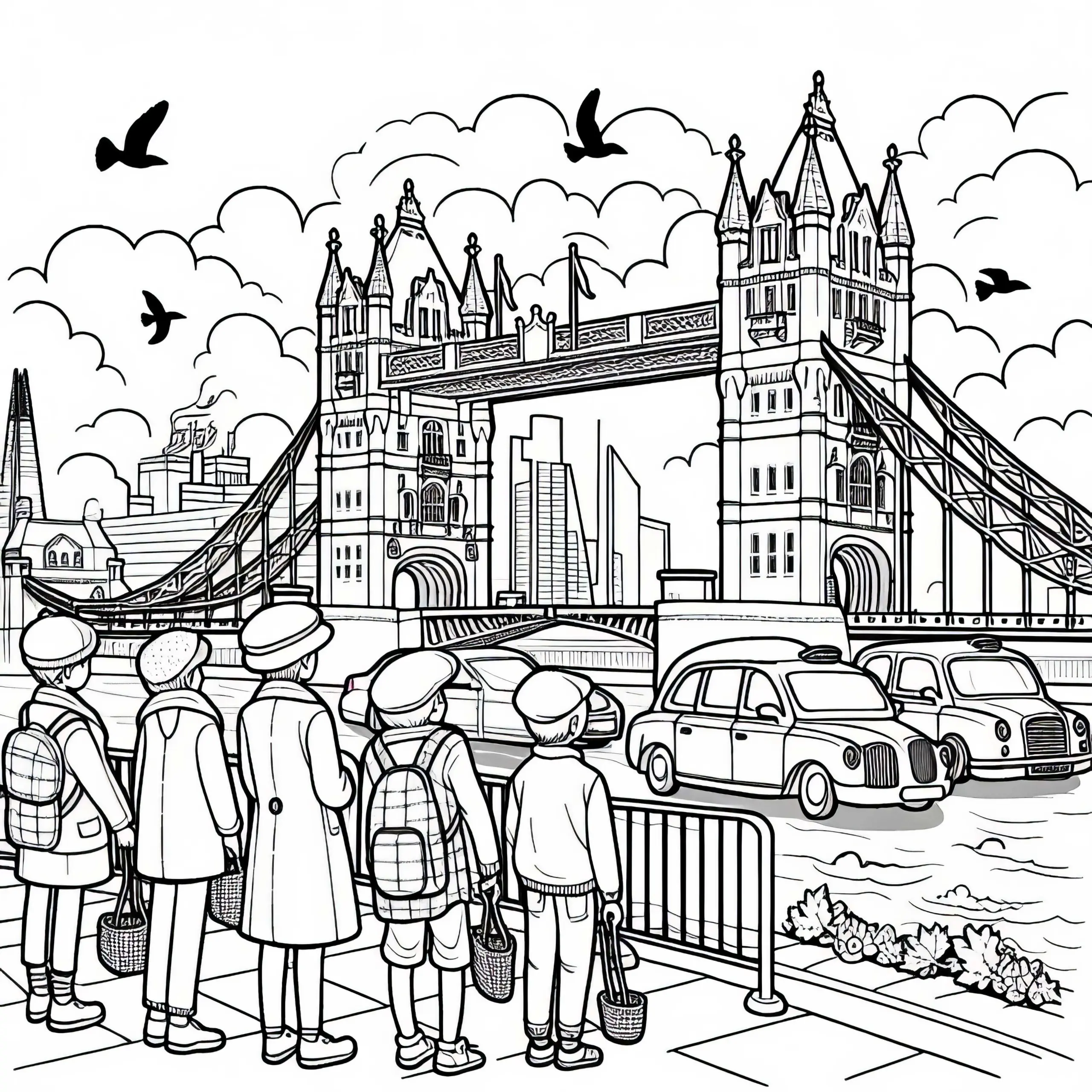 London Tower Bridge Ausmalbild Gratis