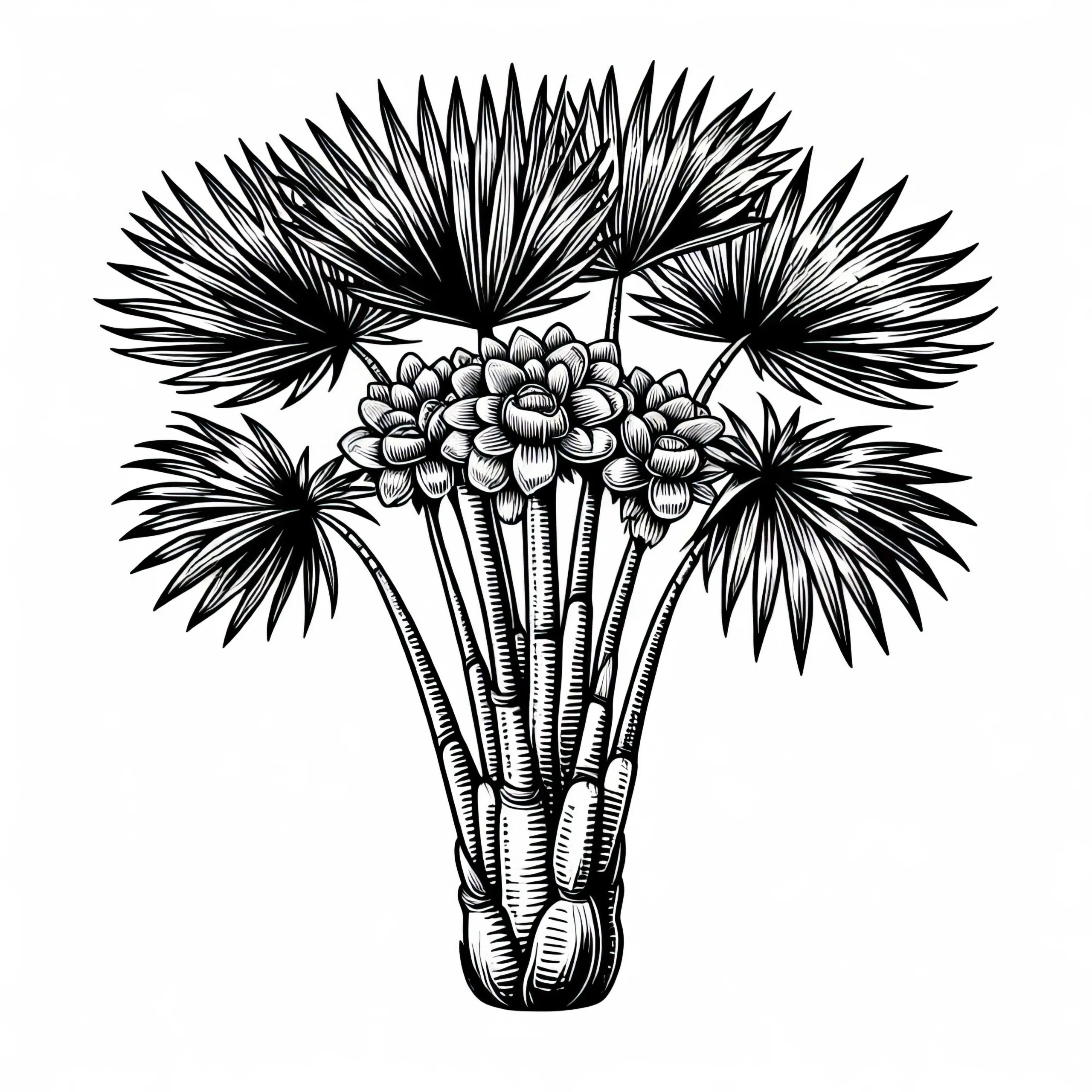 Lontarpalme Borassus Flabellifer Malvorlage Kostenlos (Ausmalbild)